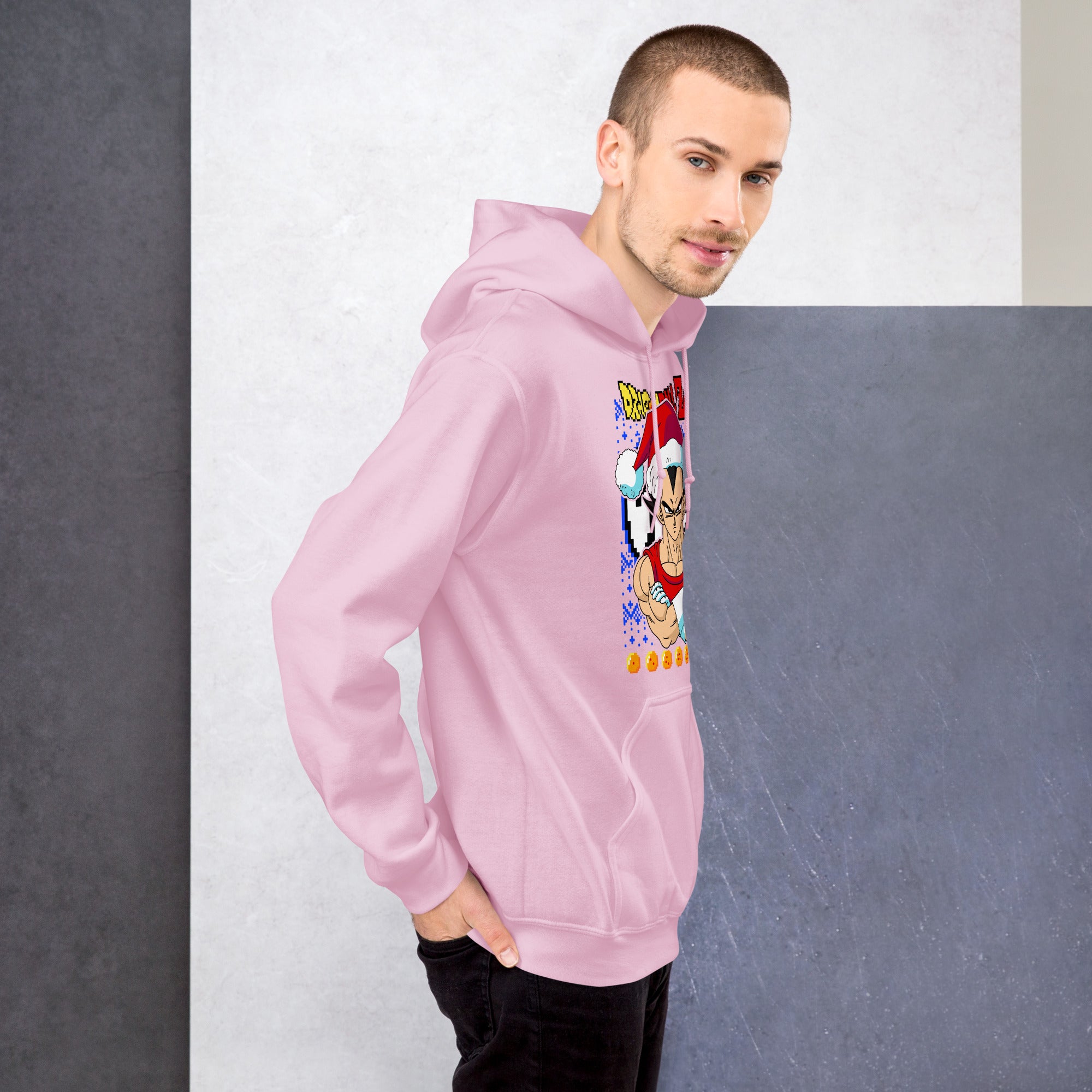 Foto di - Felpa stampata Unisex – Morbida con Cappuccio e Tasca Frontale – Stile Streetwear – Vegeta versione Natalizia-DTG-Biiply