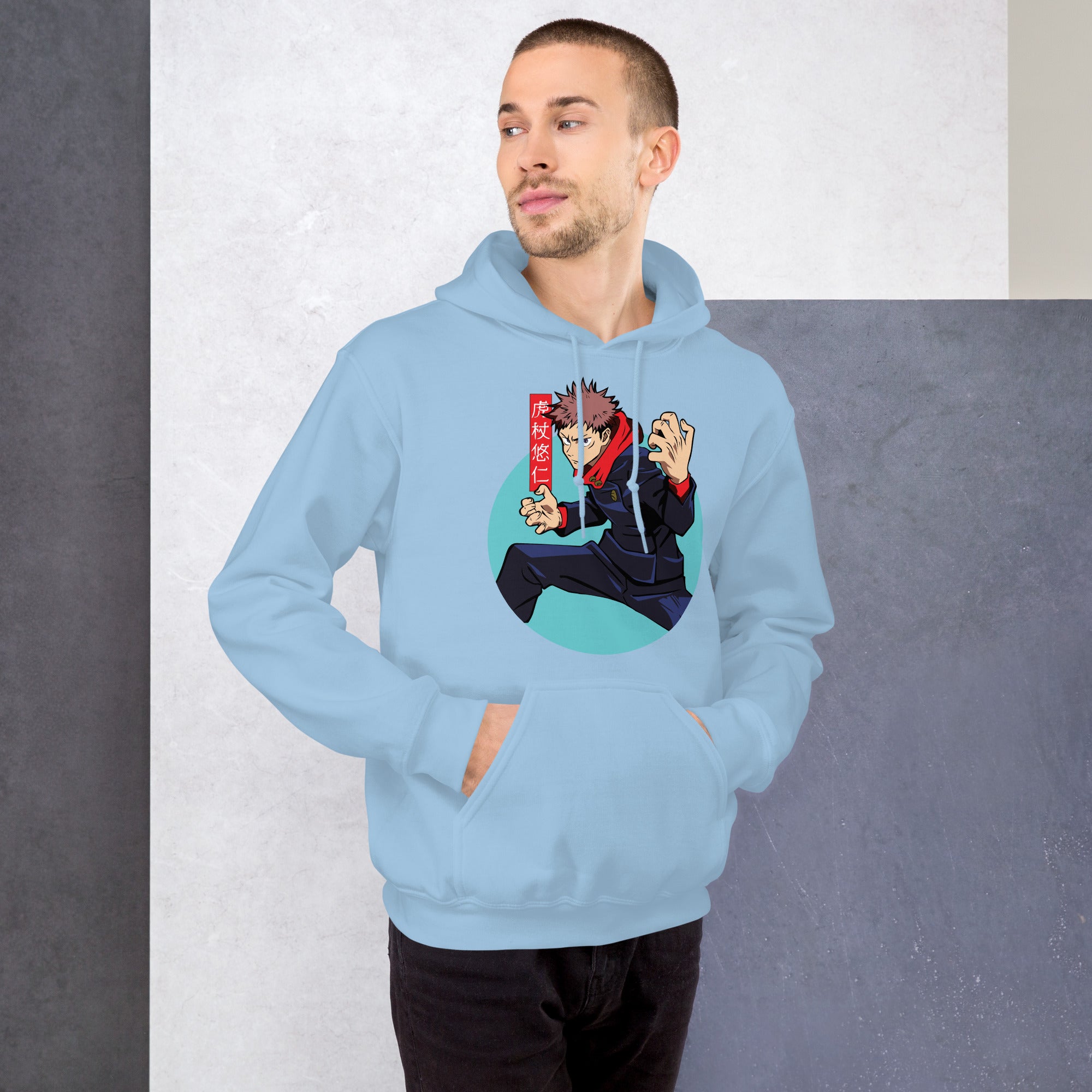 Foto di - Felpa stampata Unisex – Morbida con Cappuccio e Tasca Frontale – Stile Streetwear – Yuri Itadori-DTG-Biiply