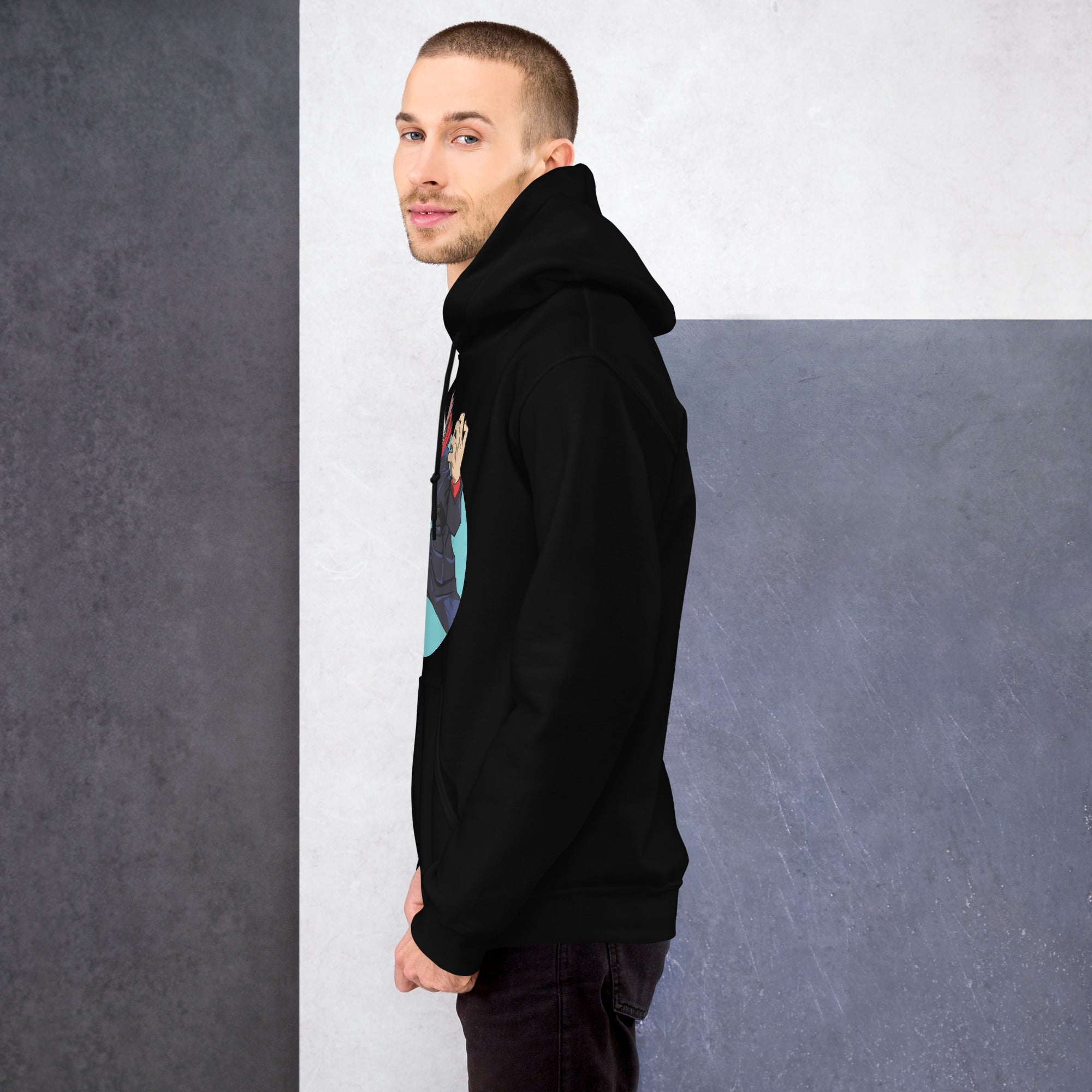 Foto di - Felpa stampata Unisex – Morbida con Cappuccio e Tasca Frontale – Stile Streetwear – Yuri Itadori-DTG-Biiply