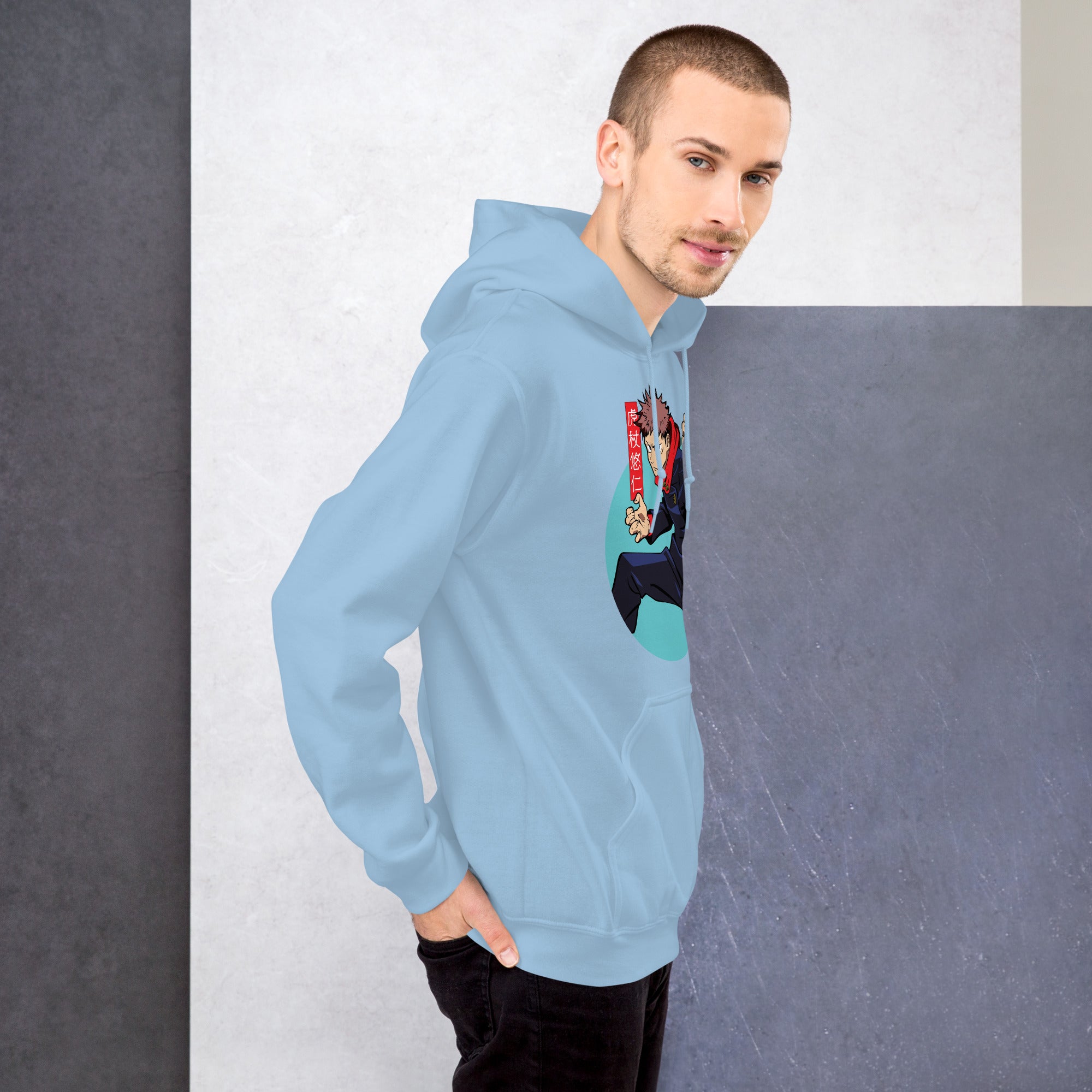 Foto di - Felpa stampata Unisex – Morbida con Cappuccio e Tasca Frontale – Stile Streetwear – Yuri Itadori-DTG-Biiply