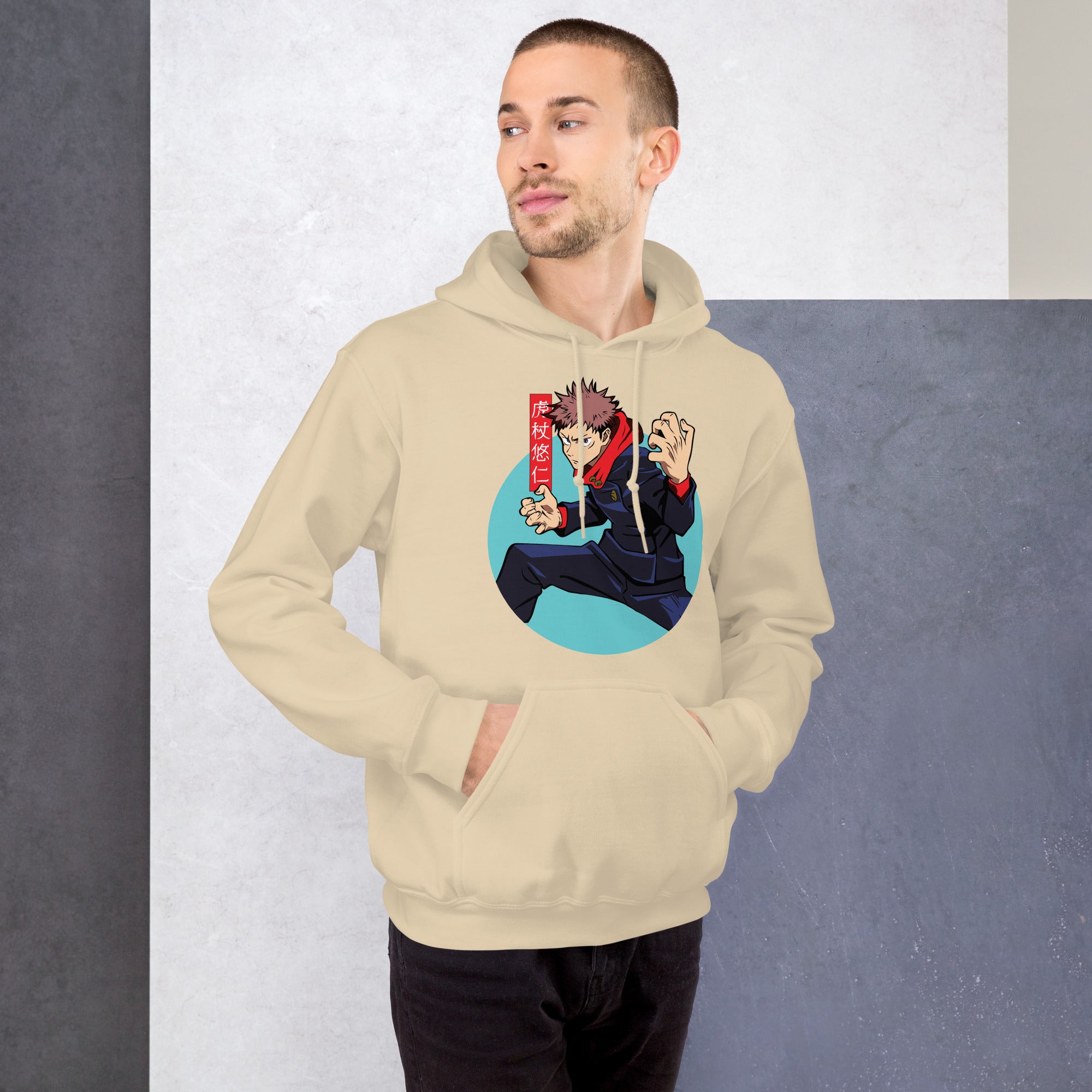 Foto di - Felpa stampata Unisex – Morbida con Cappuccio e Tasca Frontale – Stile Streetwear – Yuri Itadori-DTG-Biiply