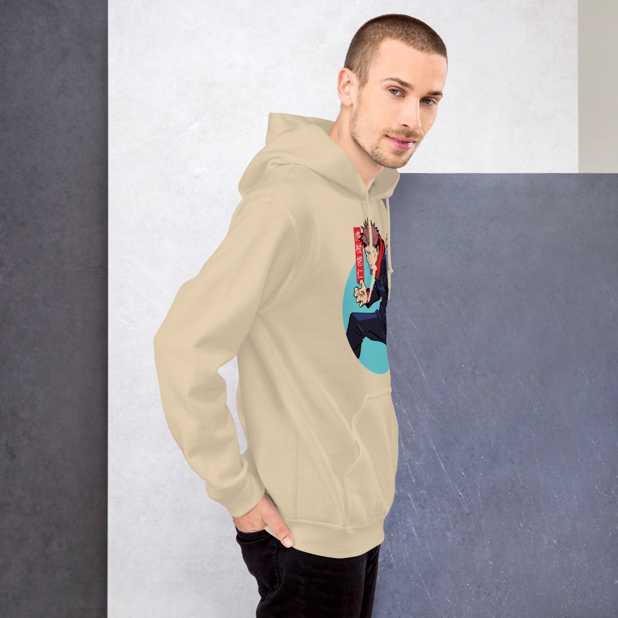 Foto di - Felpa stampata Unisex – Morbida con Cappuccio e Tasca Frontale – Stile Streetwear – Yuri Itadori-DTG-Biiply