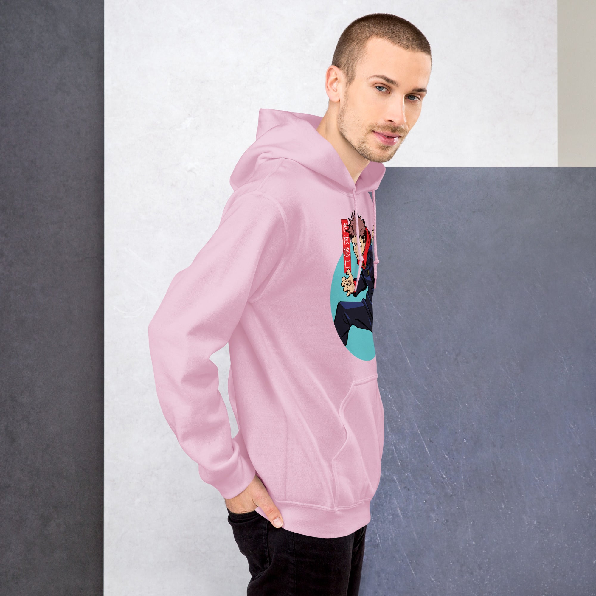 Foto di - Felpa stampata Unisex – Morbida con Cappuccio e Tasca Frontale – Stile Streetwear – Yuri Itadori-DTG-Biiply