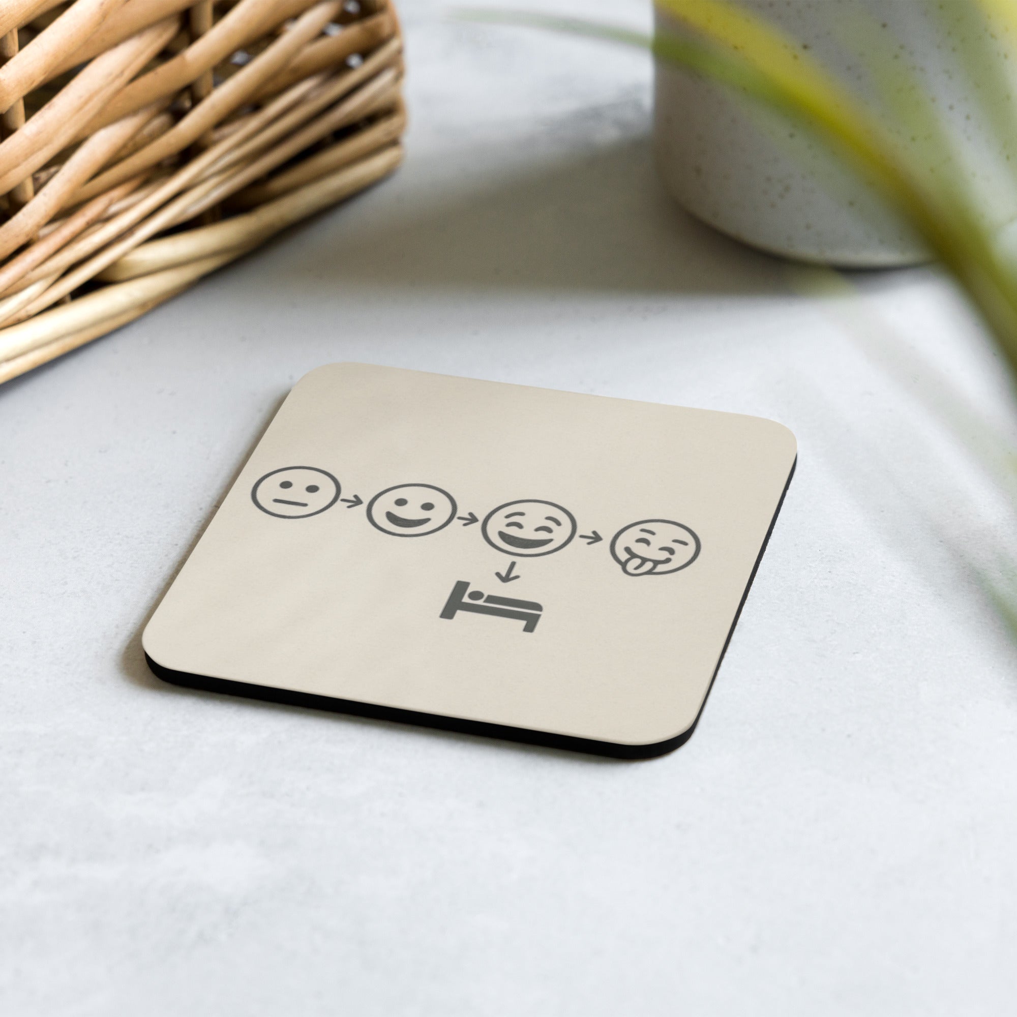 Foto di - Sottobicchiere in Sughero o Poliestere Antiscivolo con Stampa Personalizzata "Scala Alcolica Emoji" - Accessori Originali per la Casa o Idee Regalo-Casa-Biiply