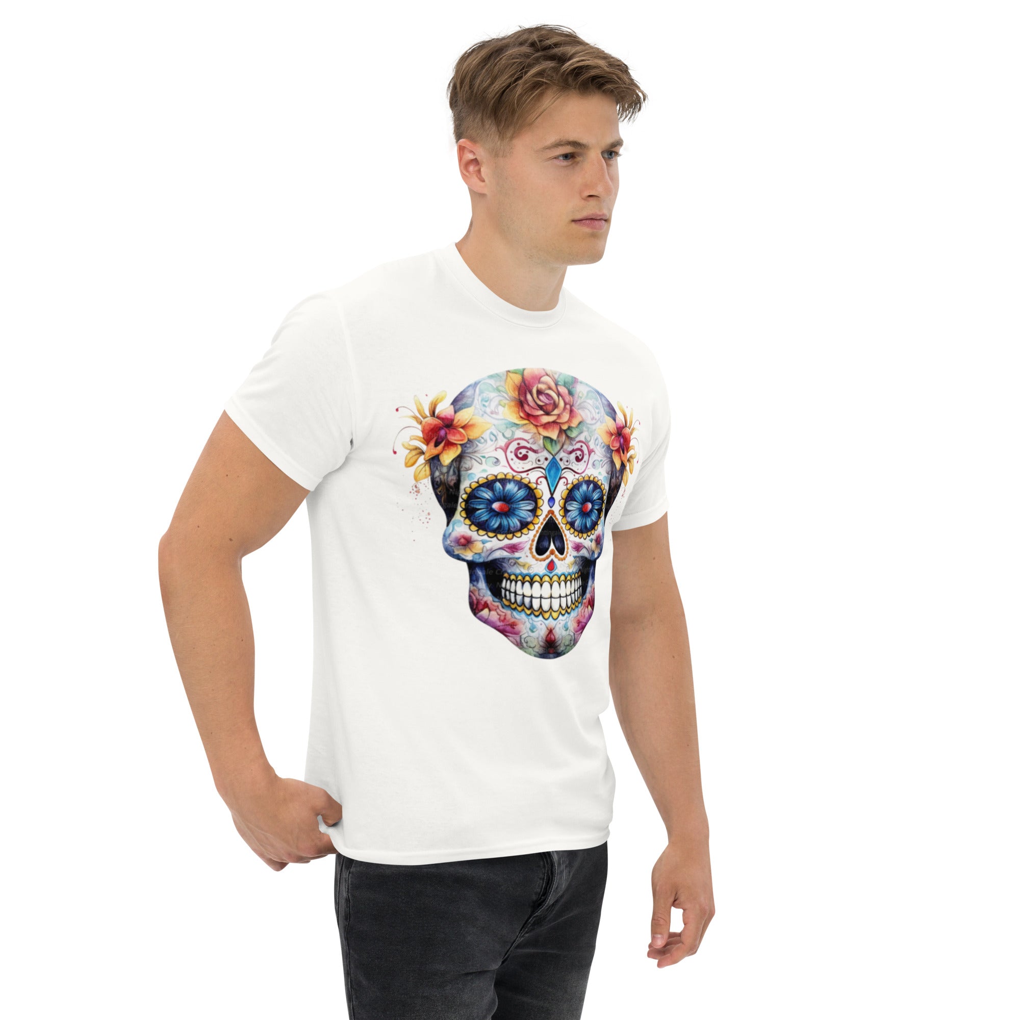 Foto di - T-shT-shirt Stampata Unisex – 100% Cotone – Stile Streetwear e Confortevole – Teschio Messicano Stile 1-DTG-Biiply