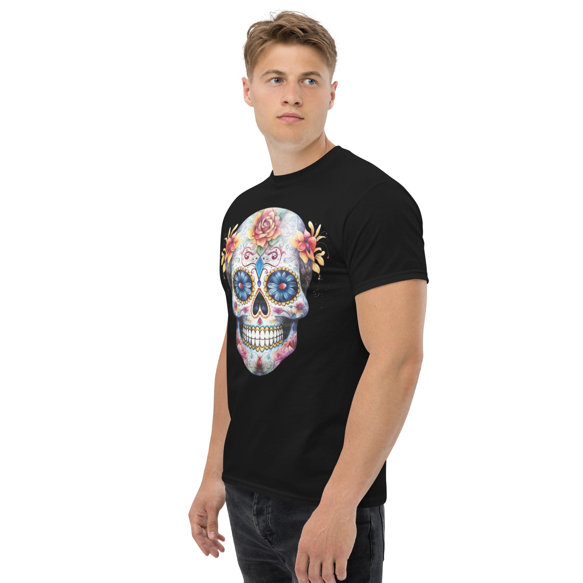 Foto di - T-shT-shirt Stampata Unisex – 100% Cotone – Stile Streetwear e Confortevole – Teschio Messicano Stile 1-DTG-Biiply
