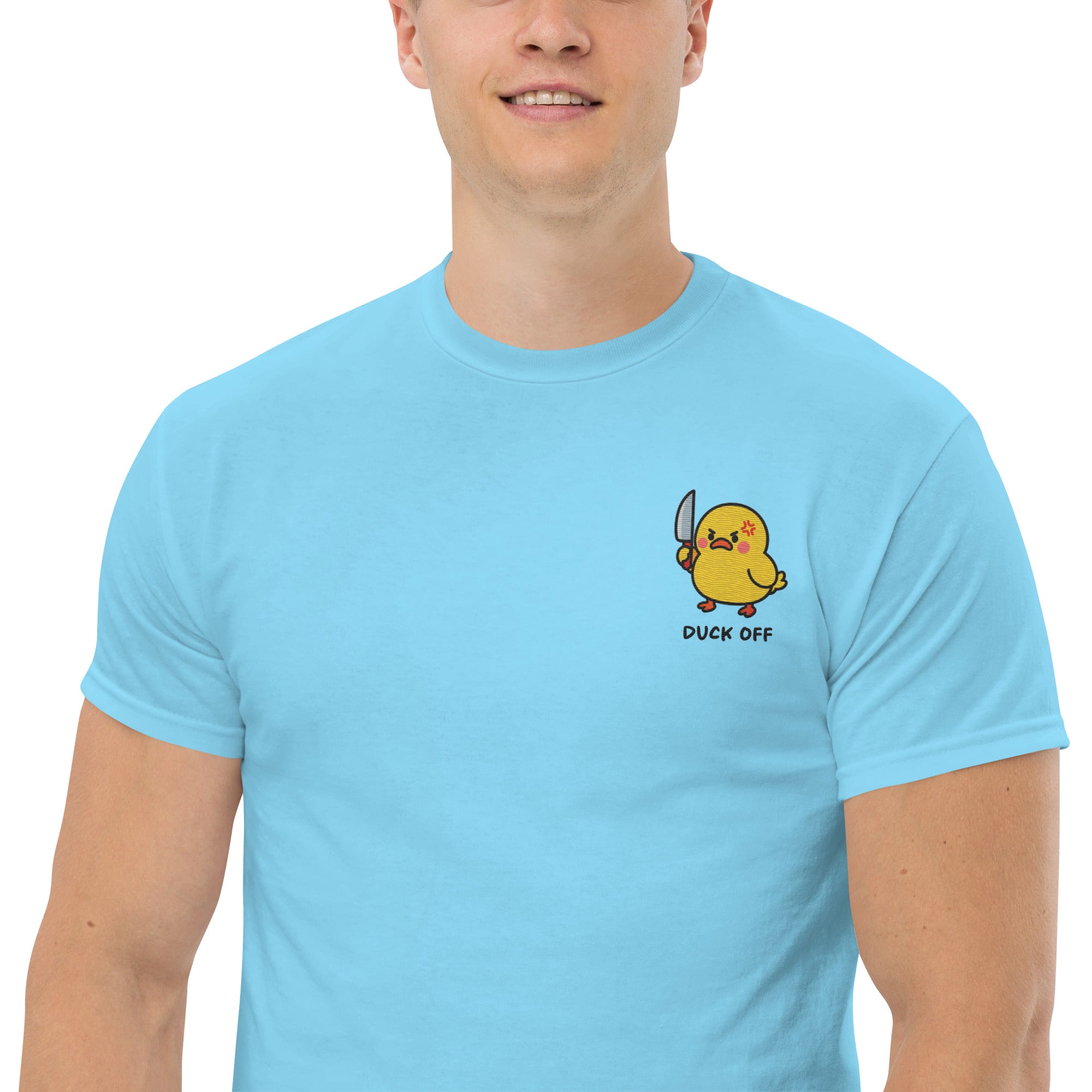 Foto di - T-shirt Ricamata Unisex – 100% Cotone – Stile Streetwear e Confortevole – Duck Off-Ricamati-Biiply