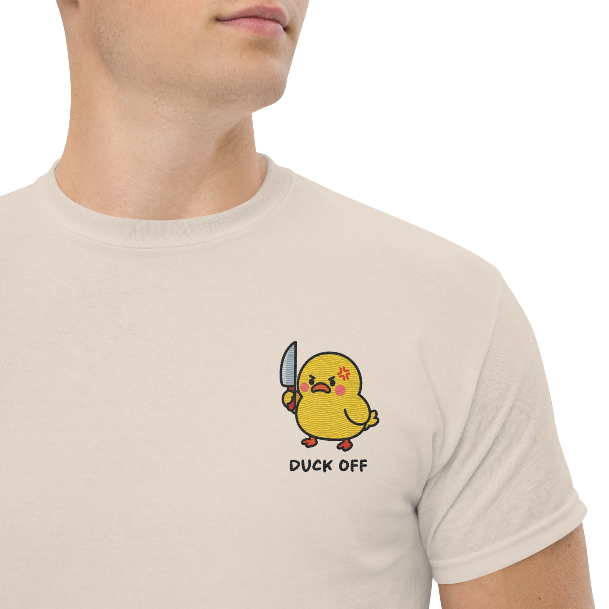 Foto di - T-shirt Ricamata Unisex – 100% Cotone – Stile Streetwear e Confortevole – Duck Off-Ricamati-Biiply