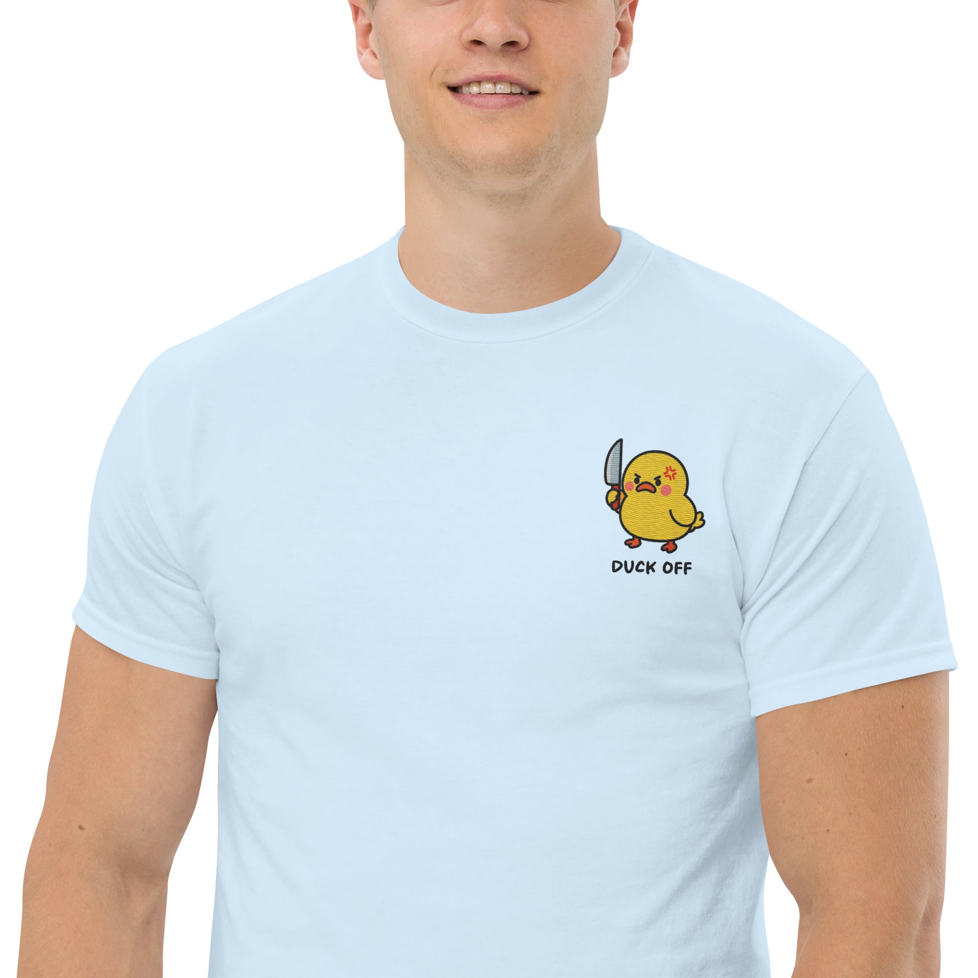 Foto di - T-shirt Ricamata Unisex – 100% Cotone – Stile Streetwear e Confortevole – Duck Off-Ricamati-Biiply