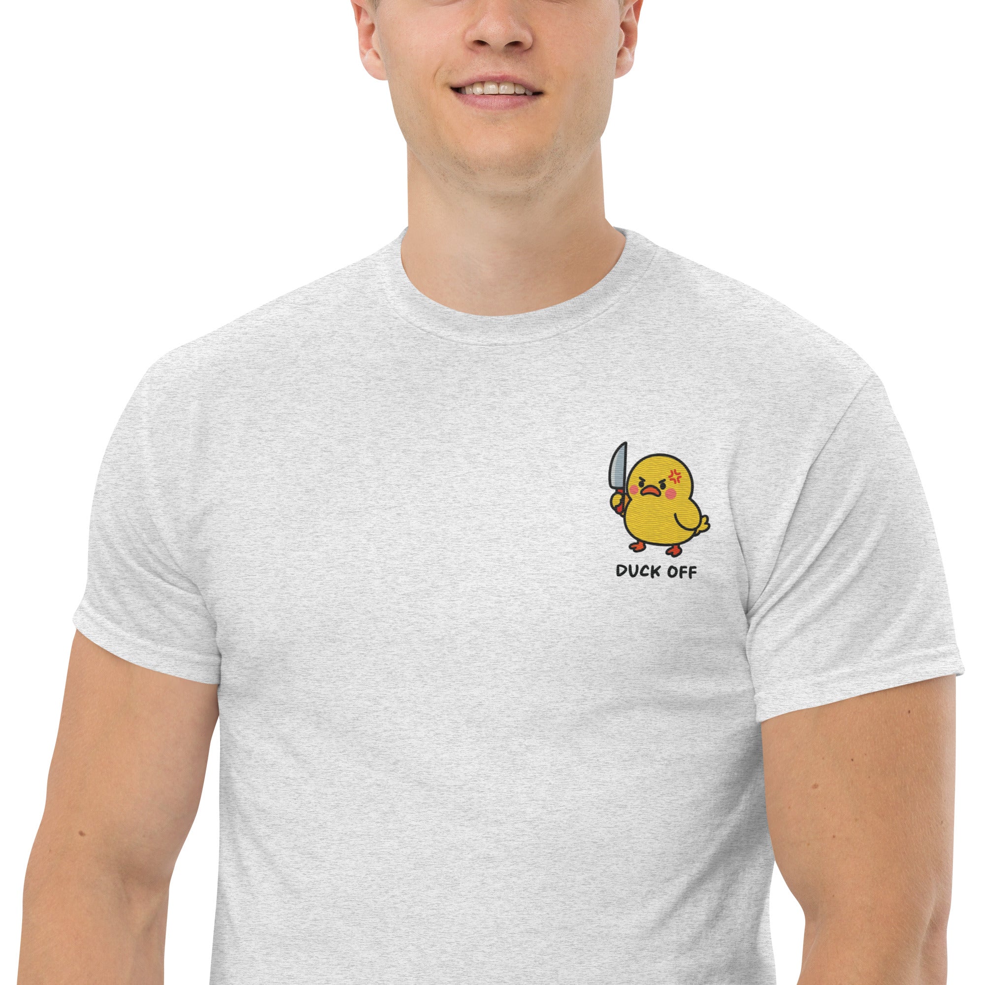 Foto di - T-shirt Ricamata Unisex – 100% Cotone – Stile Streetwear e Confortevole – Duck Off-Ricamati-Biiply