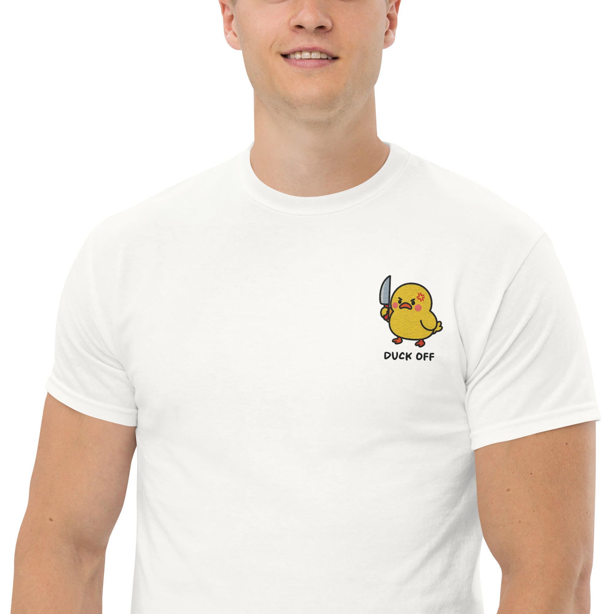 Foto di - T-shirt Ricamata Unisex – 100% Cotone – Stile Streetwear e Confortevole – Duck Off-Ricamati-Biiply