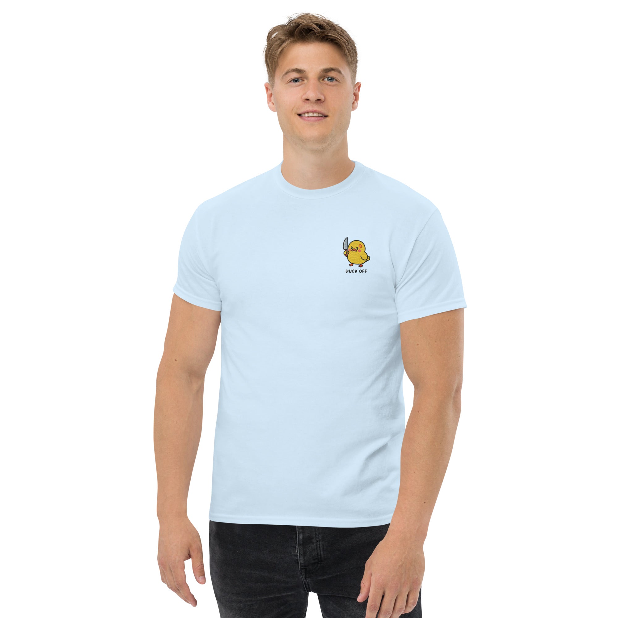 Foto di - T-shirt Ricamata Unisex – 100% Cotone – Stile Streetwear e Confortevole – Duck Off-Ricamati-Biiply