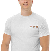 Foto di - T-shirt Ricamata Unisex – 100% Cotone – Stile Streetwear e Confortevole – Emoji scimmiette-Ricamati-Biiply