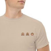 Foto di - T-shirt Ricamata Unisex – 100% Cotone – Stile Streetwear e Confortevole – Emoji scimmiette-Ricamati-Biiply