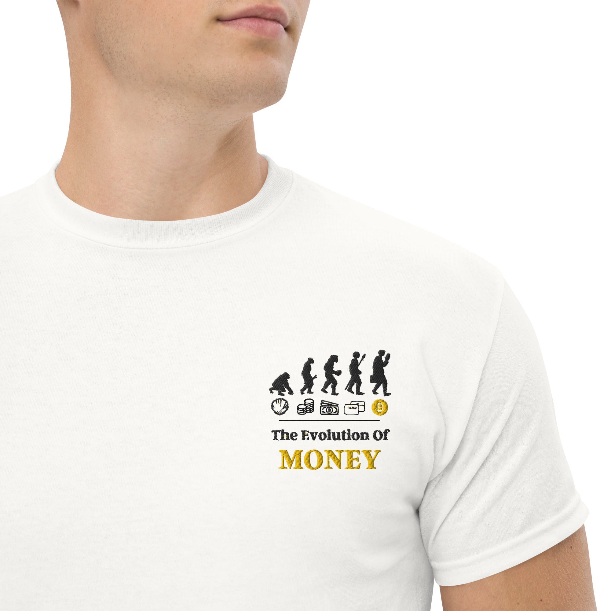 Foto di - T-shirt Ricamata Unisex – 100% Cotone – Stile Streetwear e Confortevole – Evolution Of Money-Ricamati-Biiply
