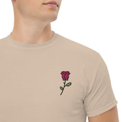 Foto di - T-shirt Ricamata Unisex – 100% Cotone – Stile Streetwear e Confortevole – Rosa con Gambo-Ricamati-Biiply