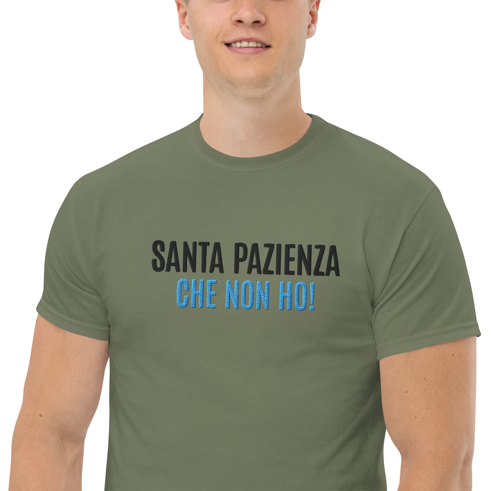 Foto di - T-shirt Ricamata Unisex – 100% Cotone – Stile Streetwear e Confortevole – Santa Pazienza Che non ho!-Ricamati-Biiply