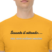 Foto di - T-shirt Ricamata Unisex – 100% Cotone – Stile Streetwear e Confortevole – Scusate il ritardo ma non volevo venire-Ricamati-Biiply