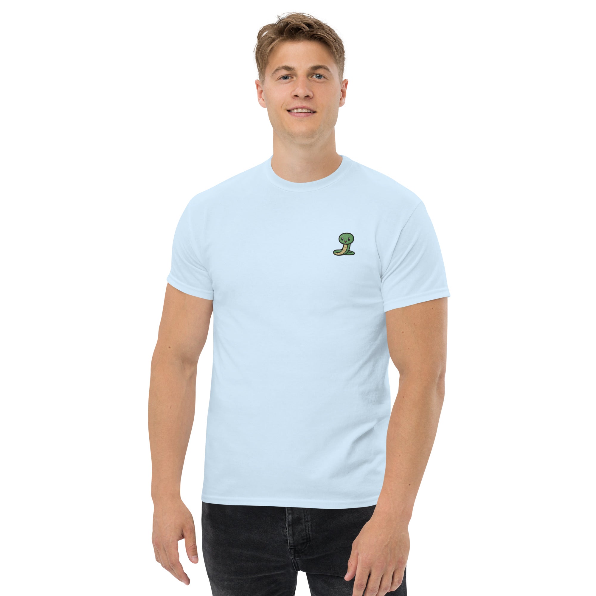 Foto di - T-shirt Ricamata Unisex – 100% Cotone – Stile Streetwear e Confortevole – Serpente Simpatico-Ricamati-Biiply