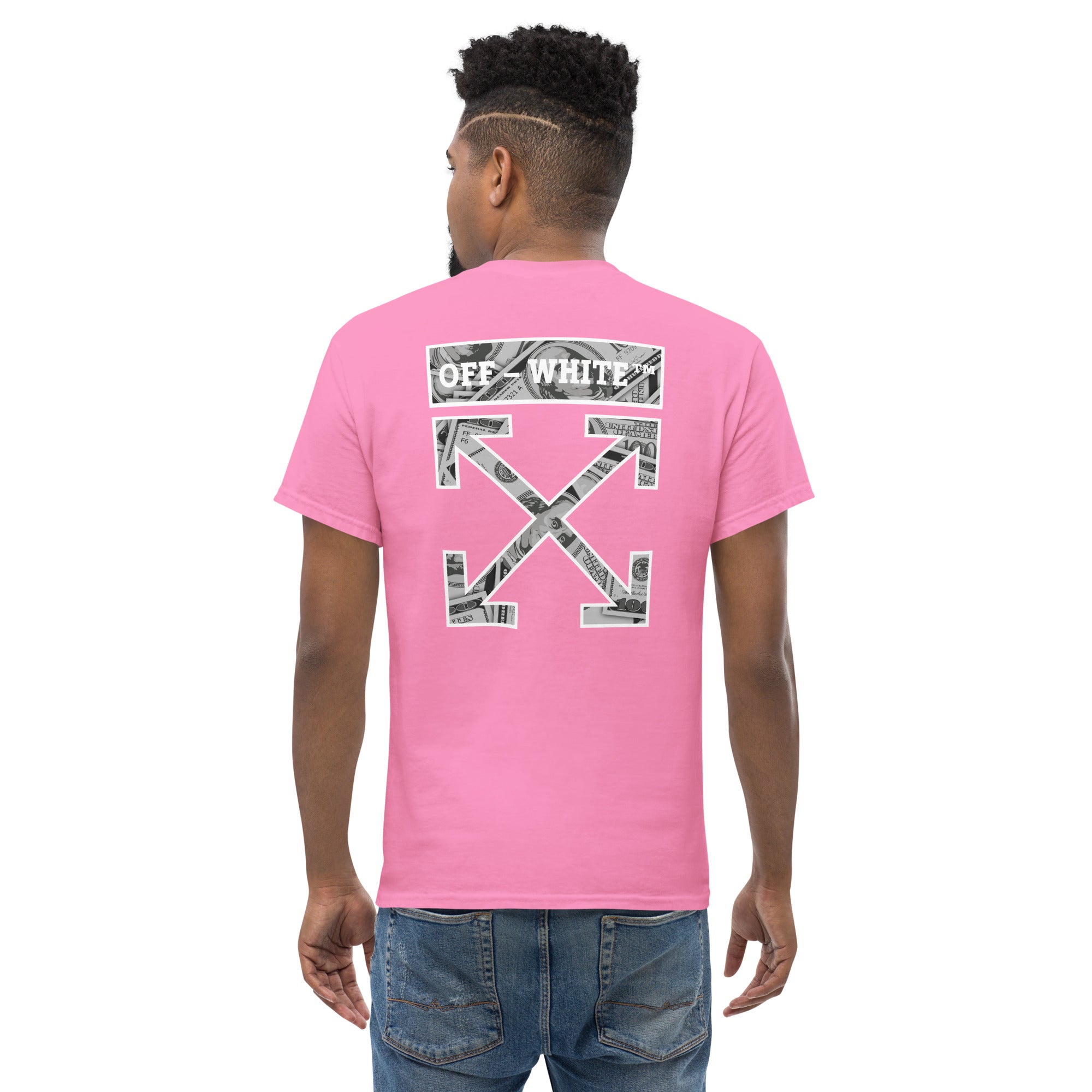 Foto di - T-shirt Stampata Posteriormente Unisex – 100% Cotone – Stile Streetwear e Confortevole – Off White Dollar-DTG-Biiply