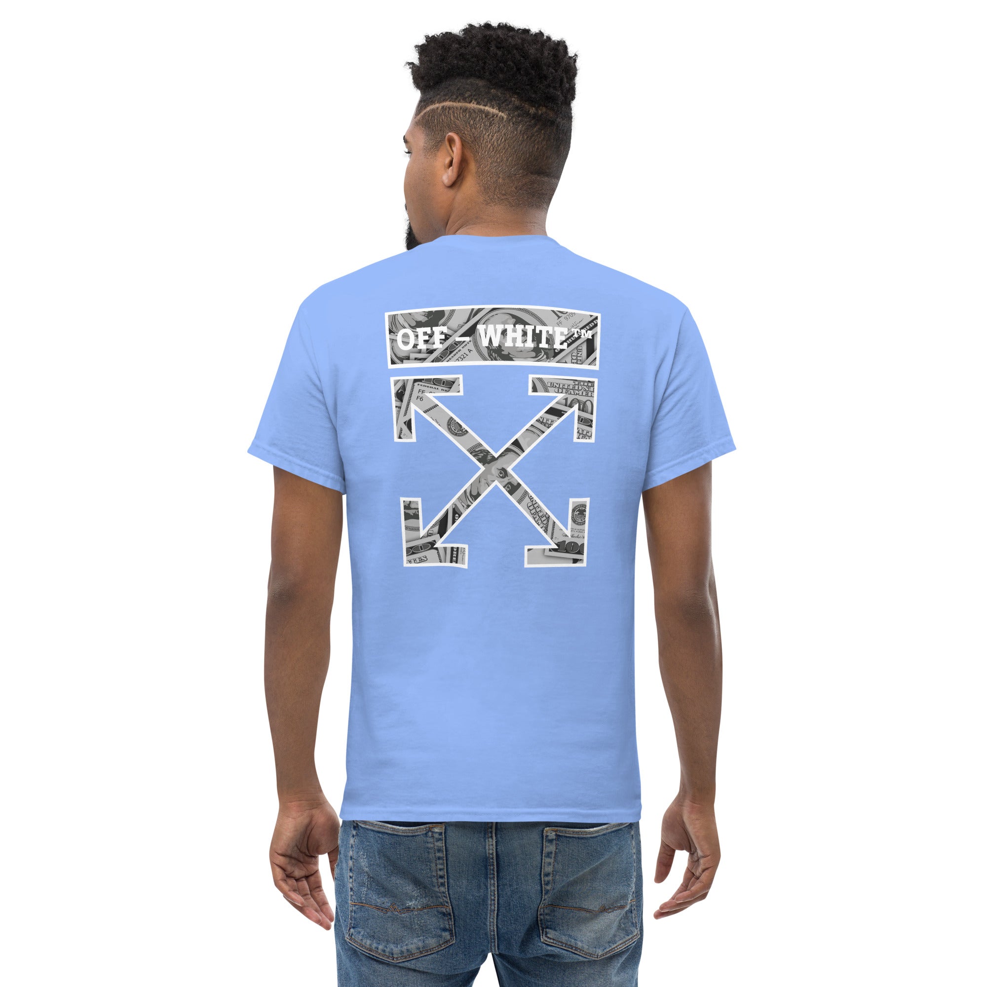 Foto di - T-shirt Stampata Posteriormente Unisex – 100% Cotone – Stile Streetwear e Confortevole – Off White Dollar-DTG-Biiply