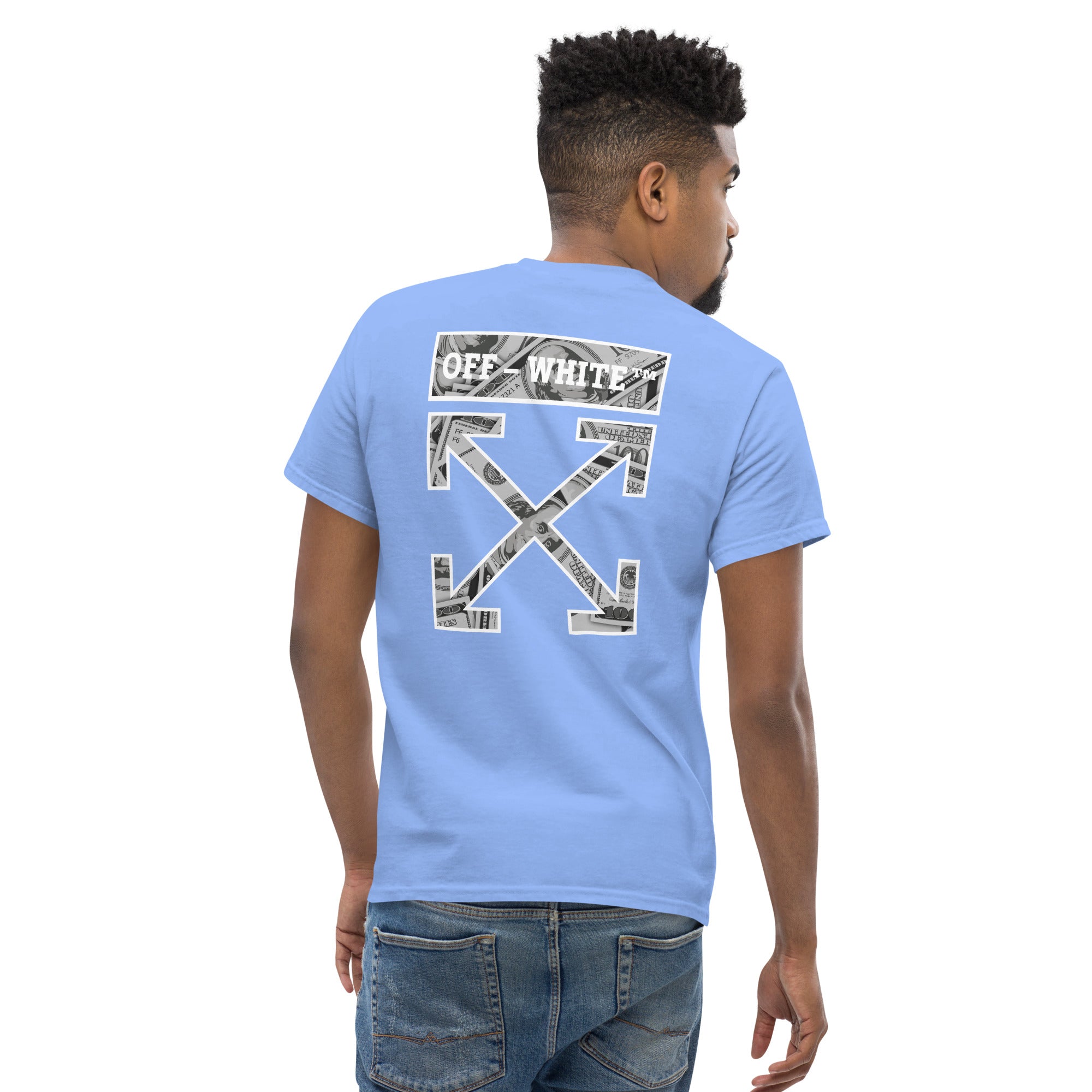 Foto di - T-shirt Stampata Posteriormente Unisex – 100% Cotone – Stile Streetwear e Confortevole – Off White Dollar-DTG-Biiply