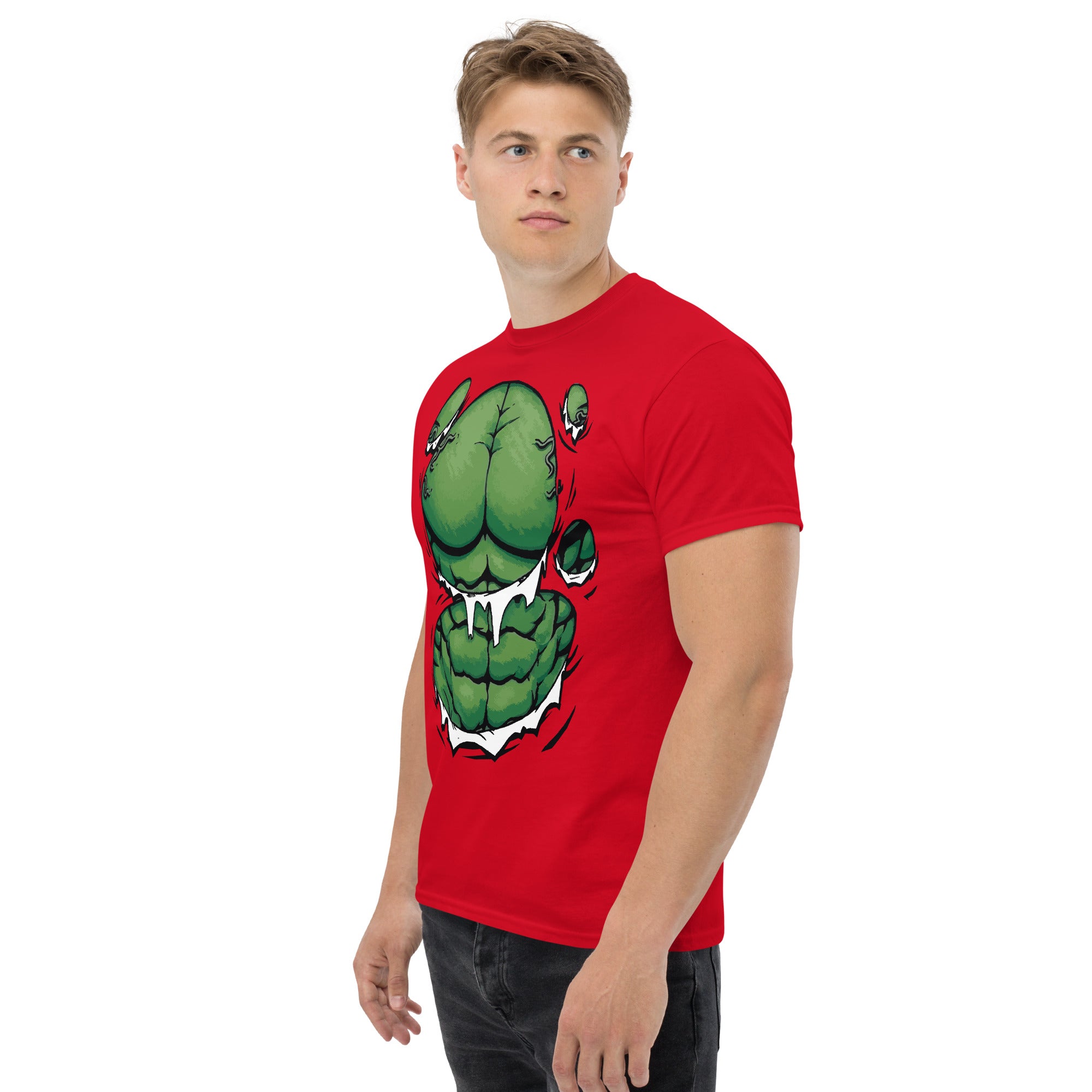 Foto di - T-shirt Stampata Unisex – 100% Cotone – Stile Streetwear e Confortevole – Addominali Hulk-DTG-Biiply