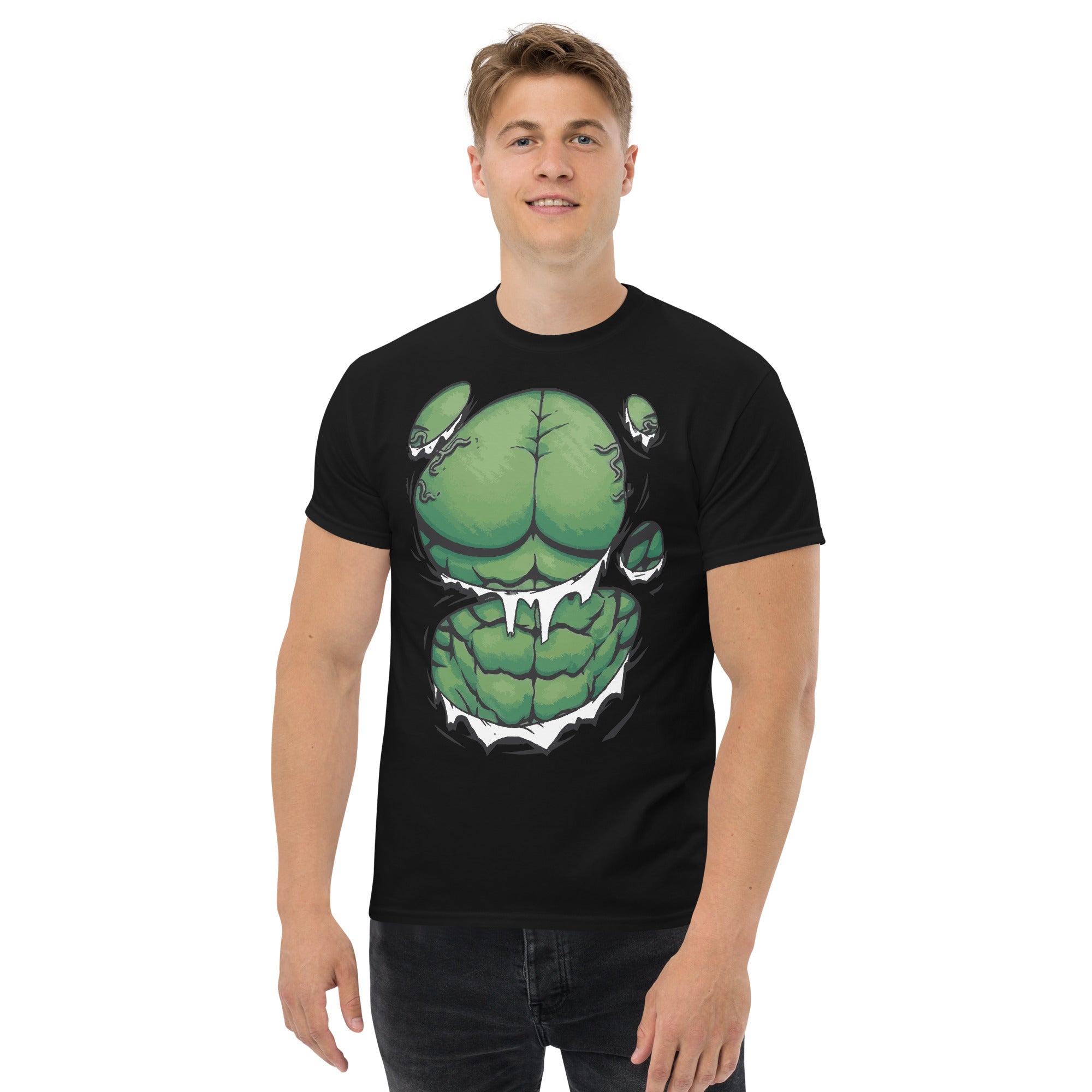 Foto di - T-shirt Stampata Unisex – 100% Cotone – Stile Streetwear e Confortevole – Addominali Hulk-DTG-Biiply
