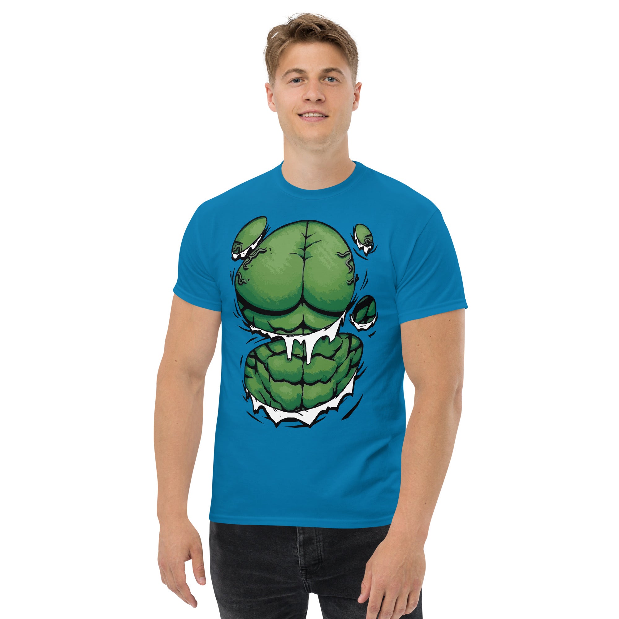 Foto di - T-shirt Stampata Unisex – 100% Cotone – Stile Streetwear e Confortevole – Addominali Hulk-DTG-Biiply