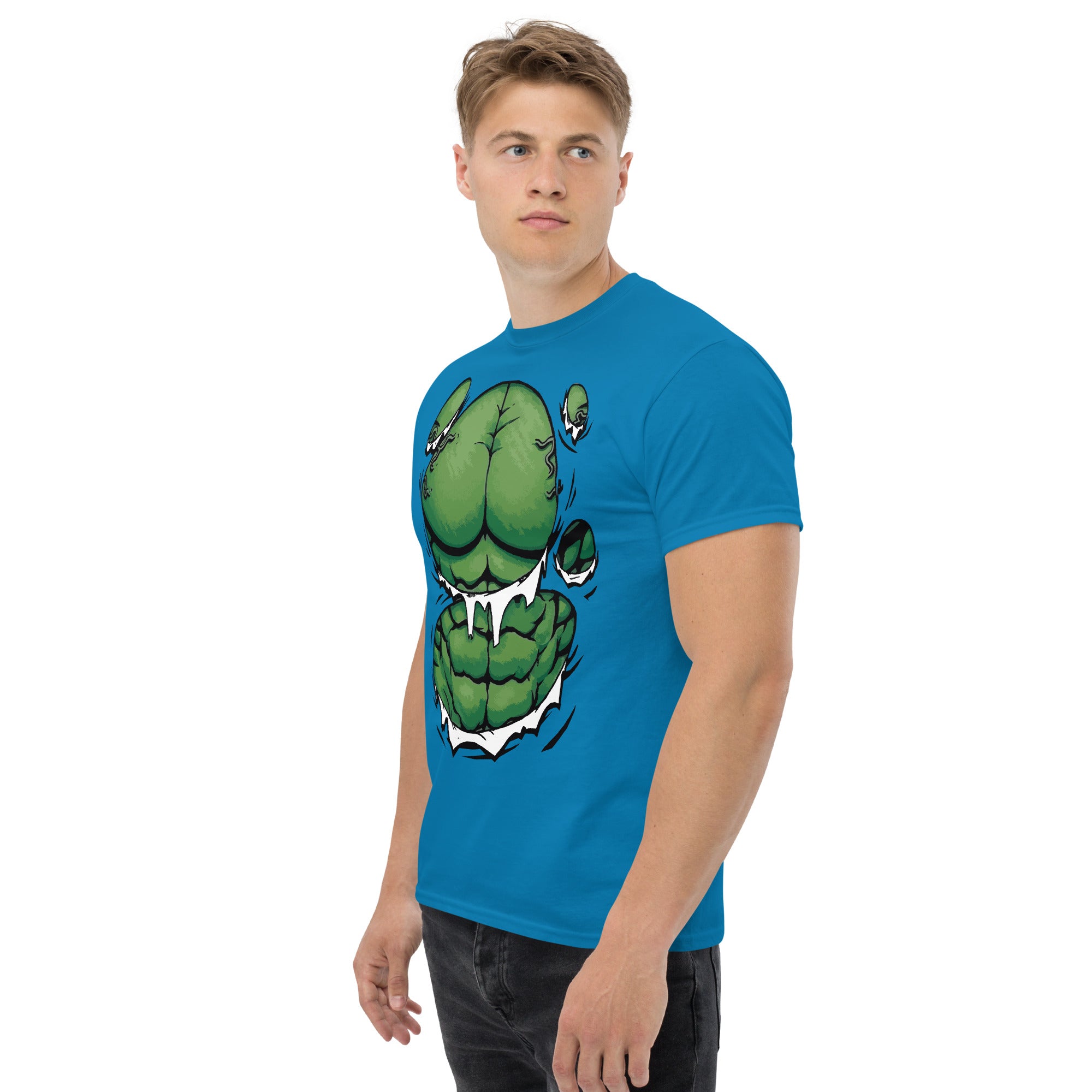 Foto di - T-shirt Stampata Unisex – 100% Cotone – Stile Streetwear e Confortevole – Addominali Hulk-DTG-Biiply