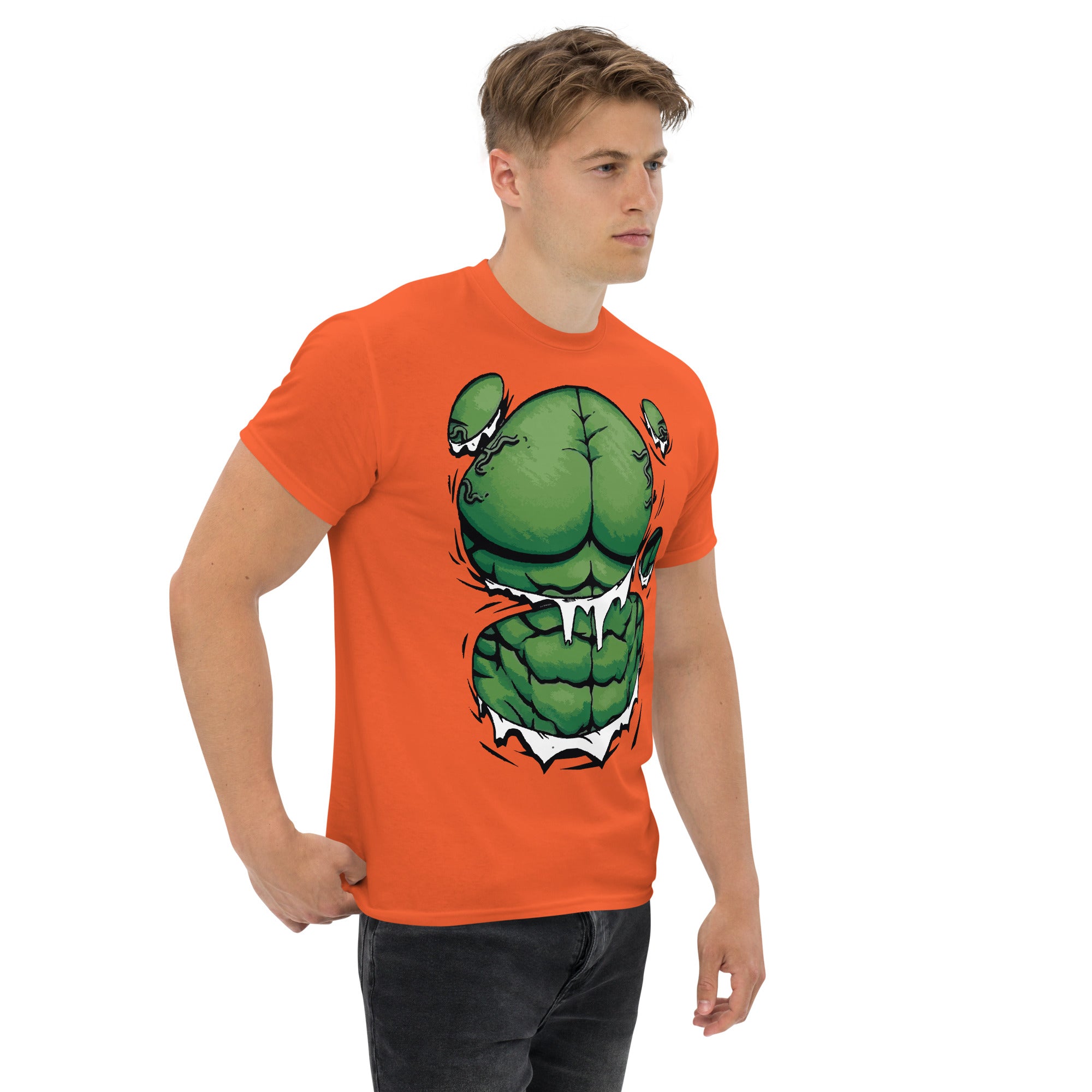 Foto di - T-shirt Stampata Unisex – 100% Cotone – Stile Streetwear e Confortevole – Addominali Hulk-DTG-Biiply