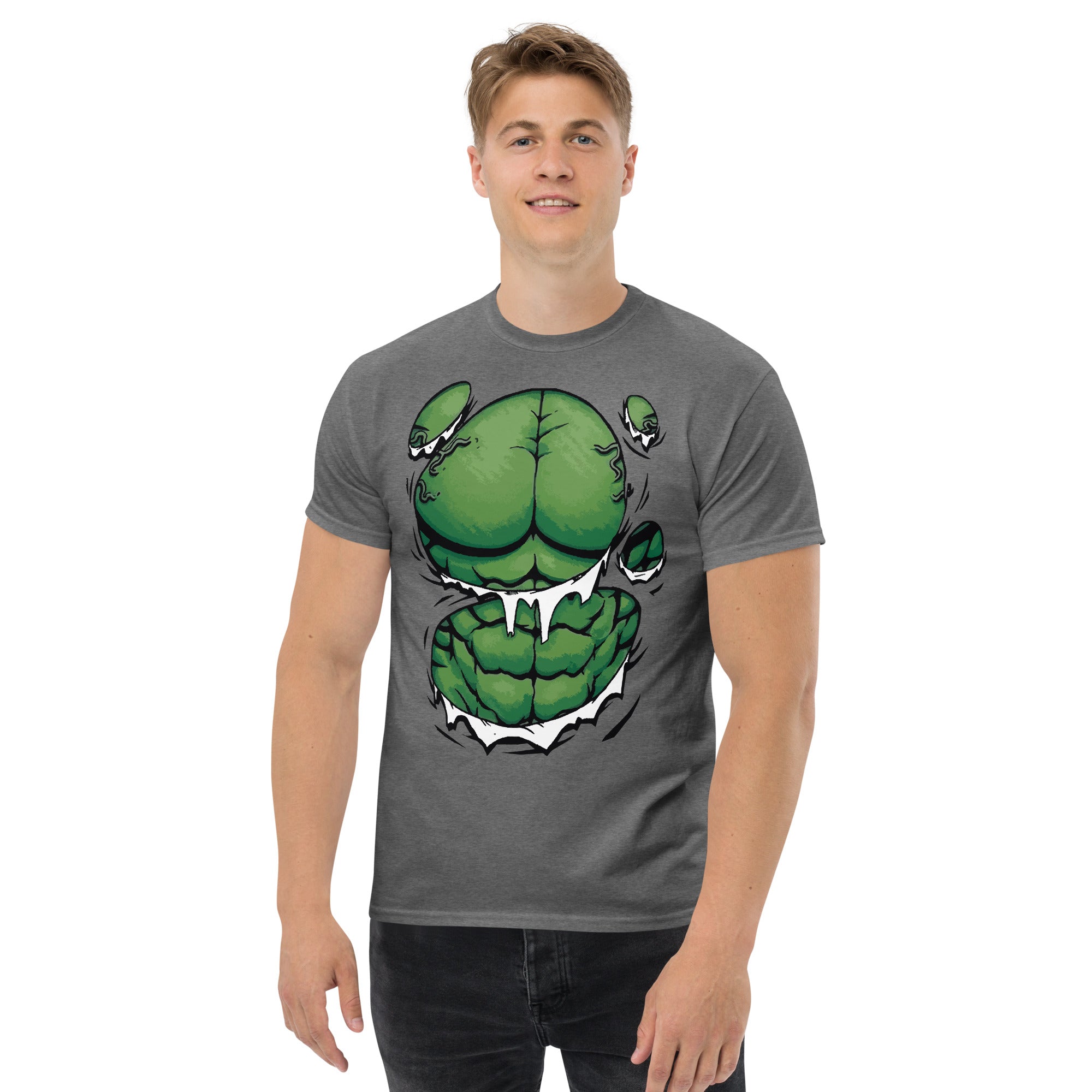 Foto di - T-shirt Stampata Unisex – 100% Cotone – Stile Streetwear e Confortevole – Addominali Hulk-DTG-Biiply