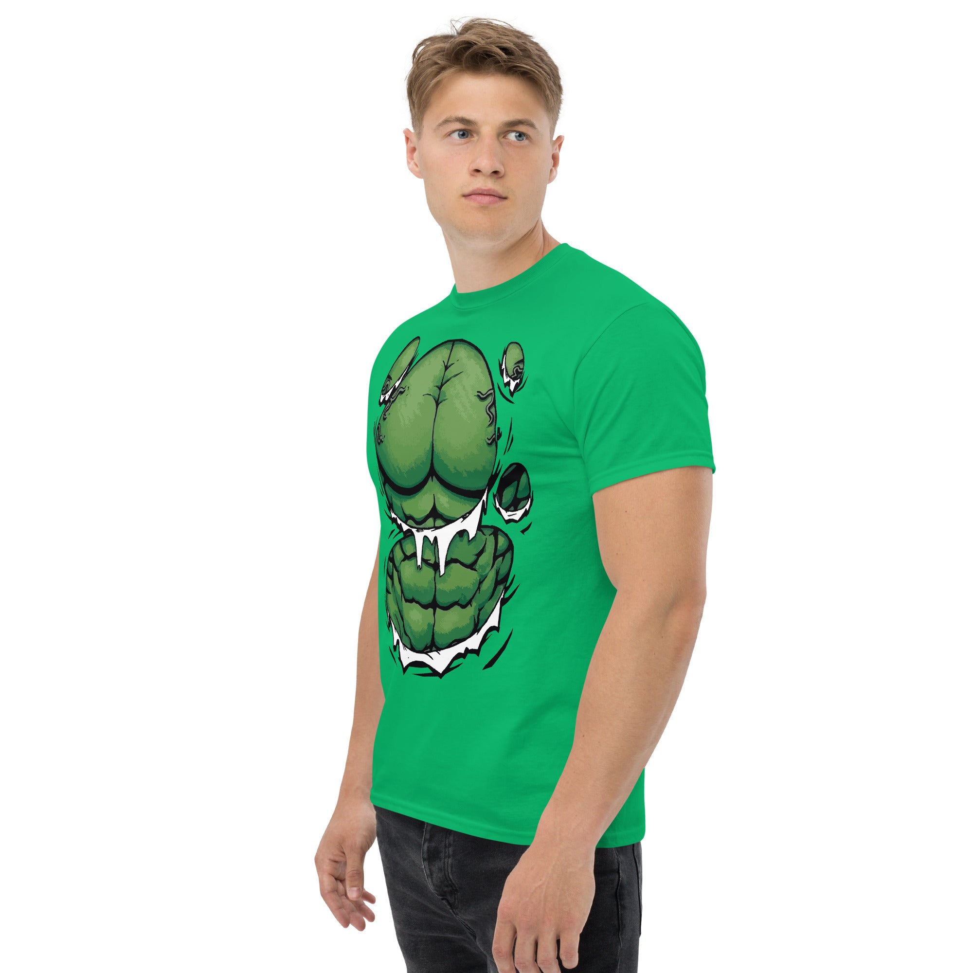 Foto di - T-shirt Stampata Unisex – 100% Cotone – Stile Streetwear e Confortevole – Addominali Hulk-DTG-Biiply