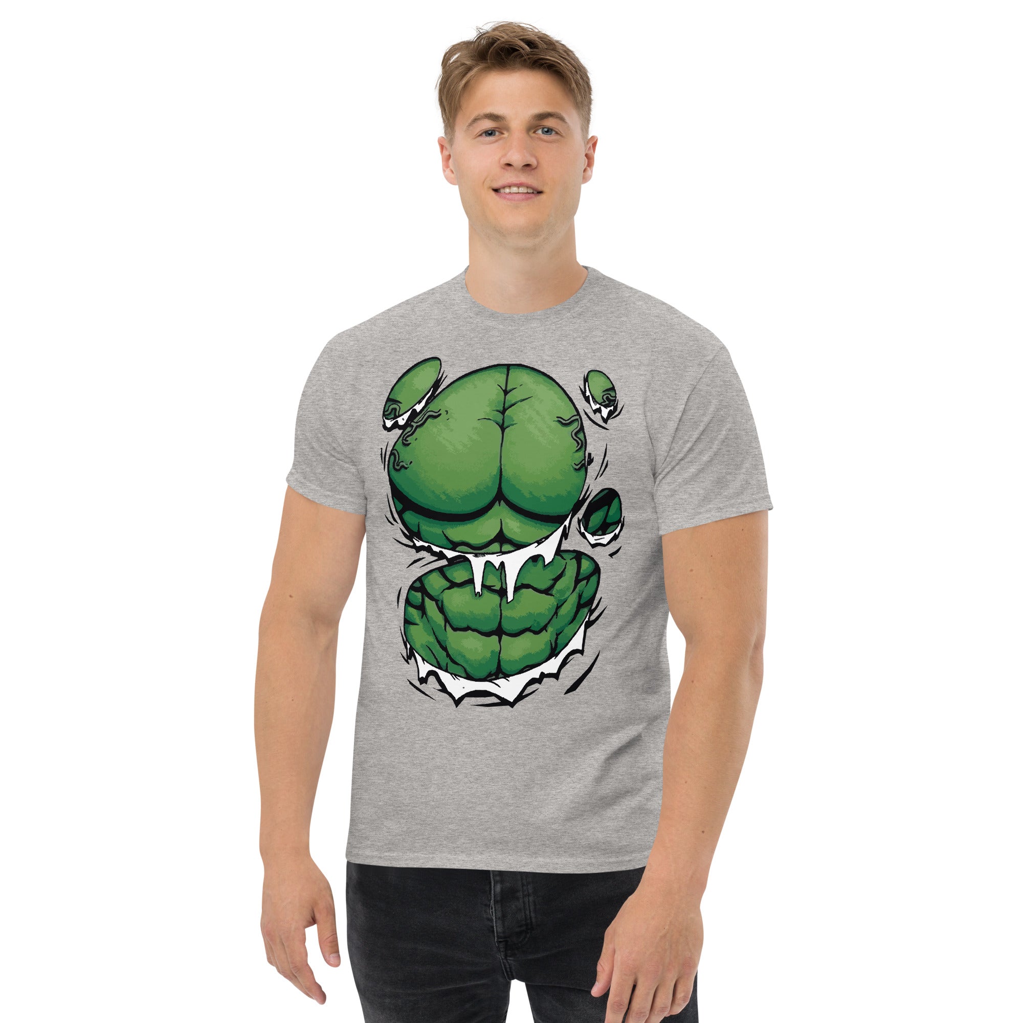 Foto di - T-shirt Stampata Unisex – 100% Cotone – Stile Streetwear e Confortevole – Addominali Hulk-DTG-Biiply