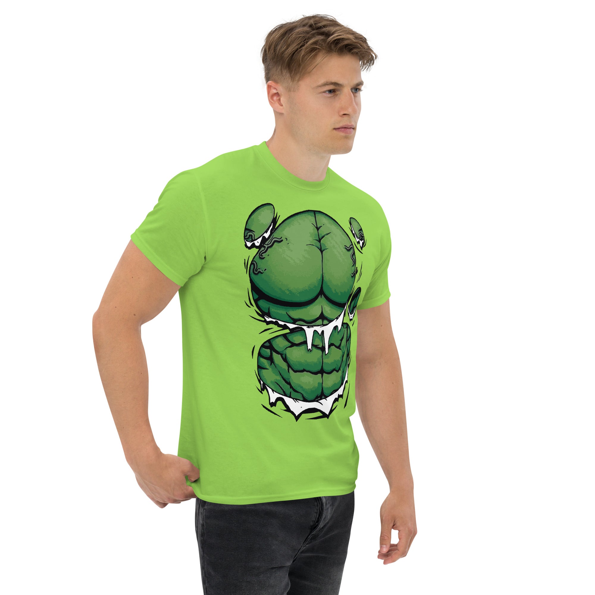 Foto di - T-shirt Stampata Unisex – 100% Cotone – Stile Streetwear e Confortevole – Addominali Hulk-DTG-Biiply