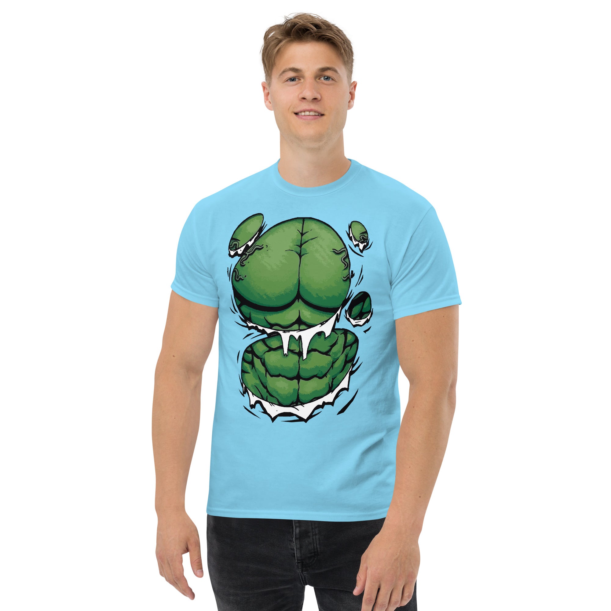 Foto di - T-shirt Stampata Unisex – 100% Cotone – Stile Streetwear e Confortevole – Addominali Hulk-DTG-Biiply