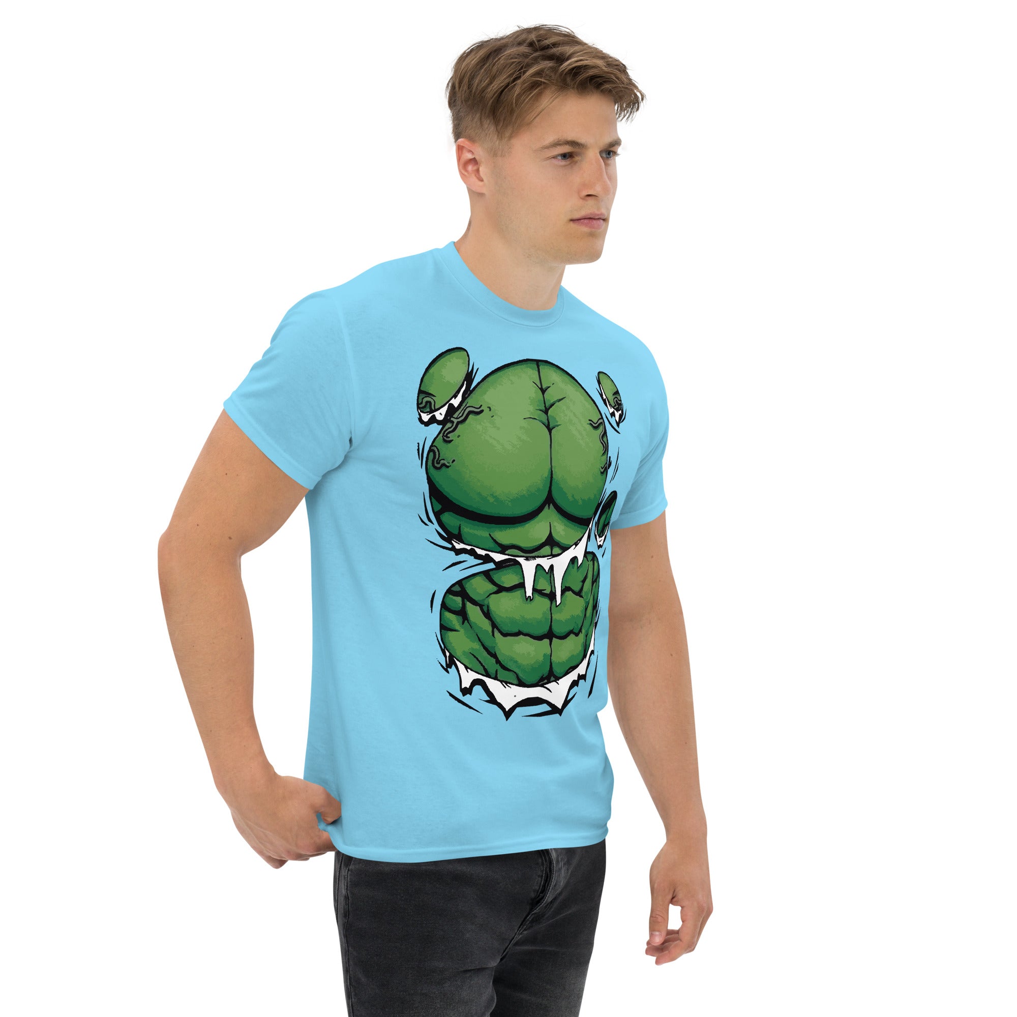 Foto di - T-shirt Stampata Unisex – 100% Cotone – Stile Streetwear e Confortevole – Addominali Hulk-DTG-Biiply