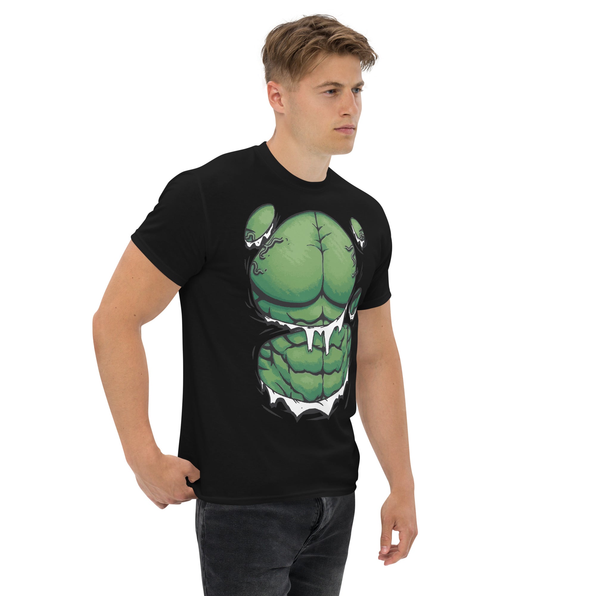 Foto di - T-shirt Stampata Unisex – 100% Cotone – Stile Streetwear e Confortevole – Addominali Hulk-DTG-Biiply