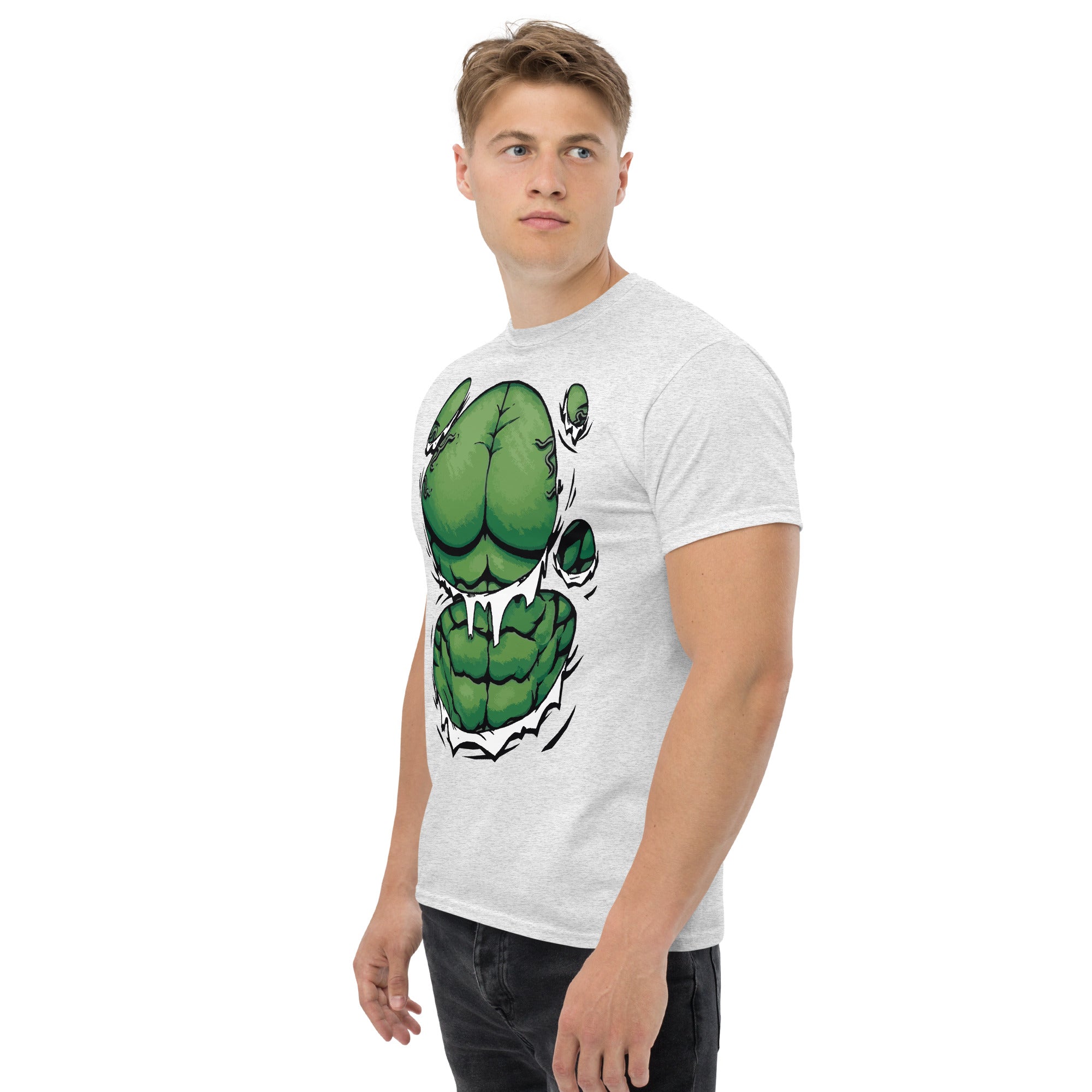 Foto di - T-shirt Stampata Unisex – 100% Cotone – Stile Streetwear e Confortevole – Addominali Hulk-DTG-Biiply