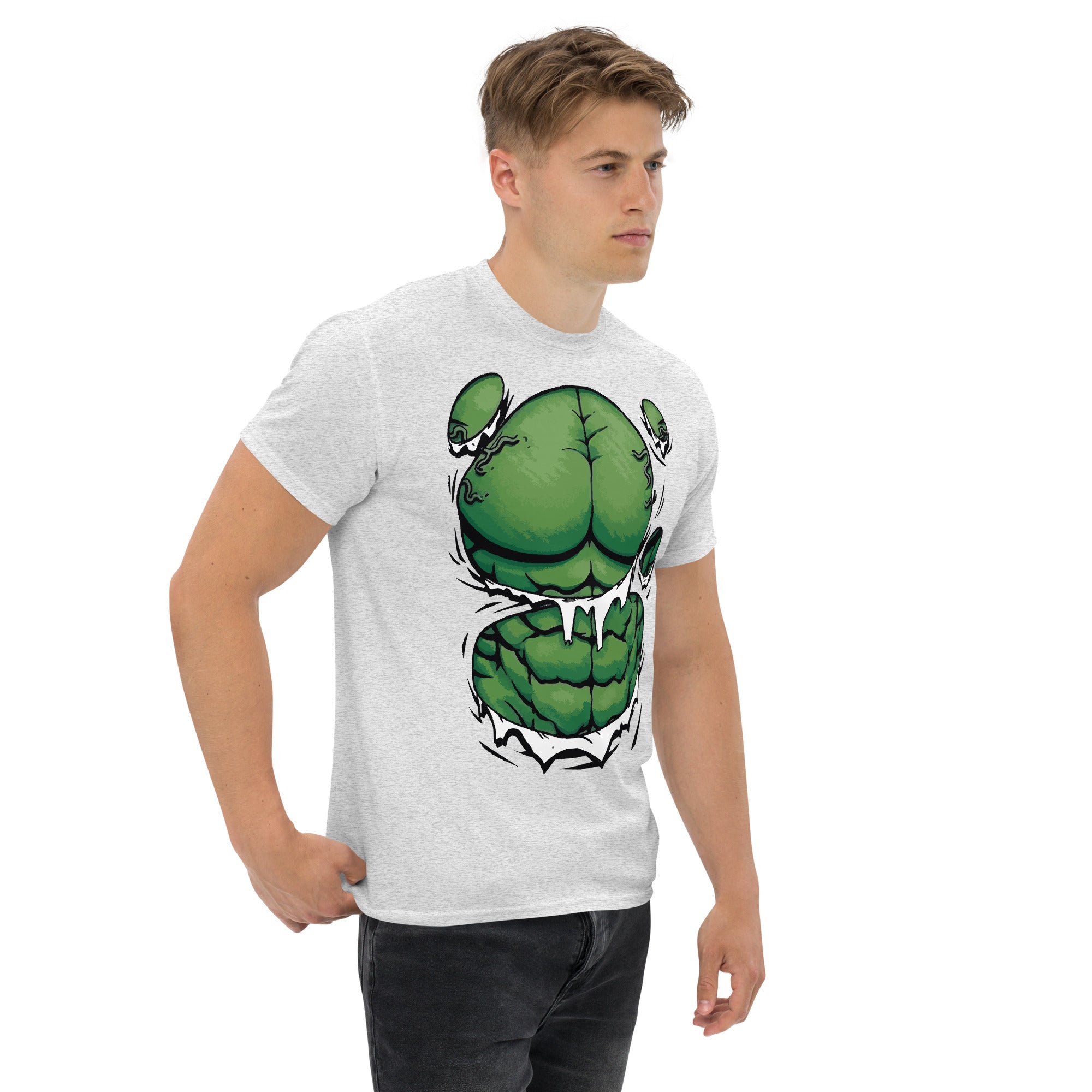 Foto di - T-shirt Stampata Unisex – 100% Cotone – Stile Streetwear e Confortevole – Addominali Hulk-DTG-Biiply
