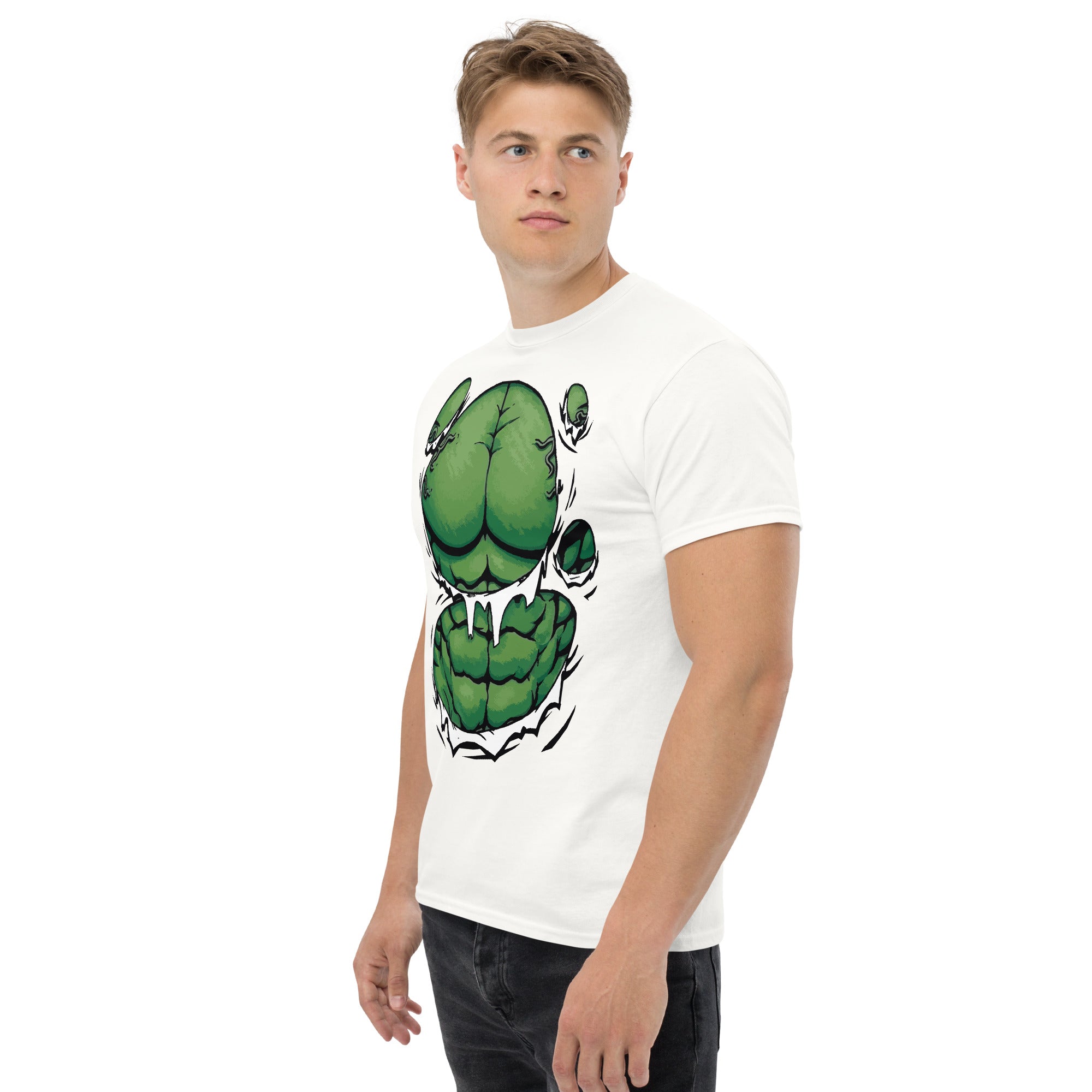 Foto di - T-shirt Stampata Unisex – 100% Cotone – Stile Streetwear e Confortevole – Addominali Hulk-DTG-Biiply