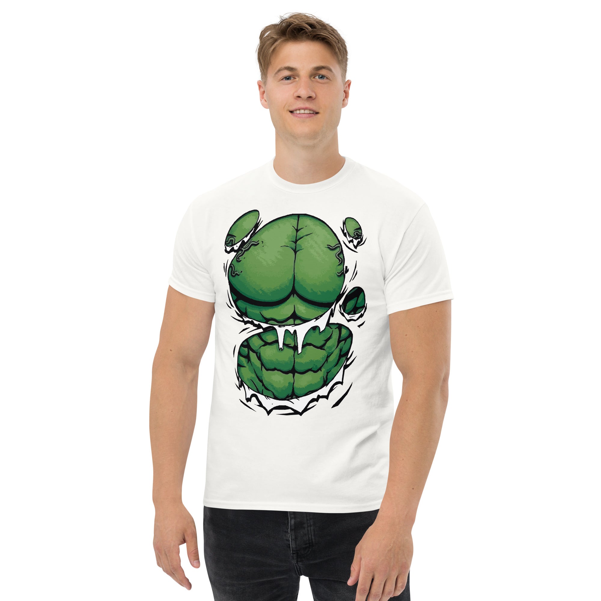 Foto di - T-shirt Stampata Unisex – 100% Cotone – Stile Streetwear e Confortevole – Addominali Hulk-DTG-Biiply