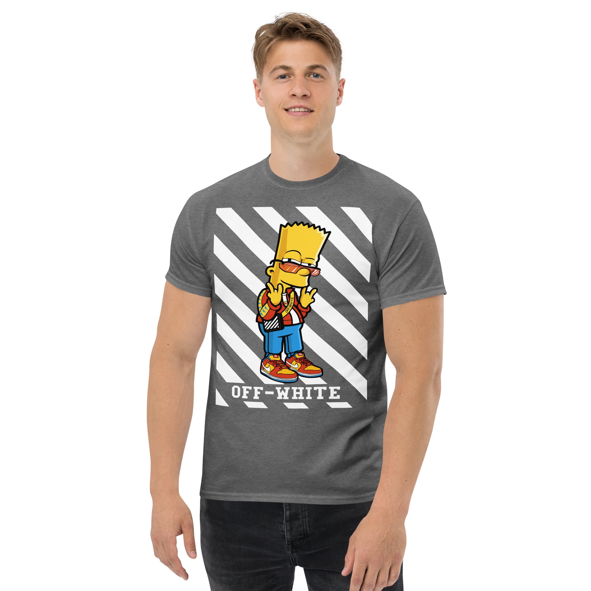 Foto di - T-shirt Stampata Unisex – 100% Cotone – Stile Streetwear e Confortevole – Bart Off-Whte-DTG-Biiply