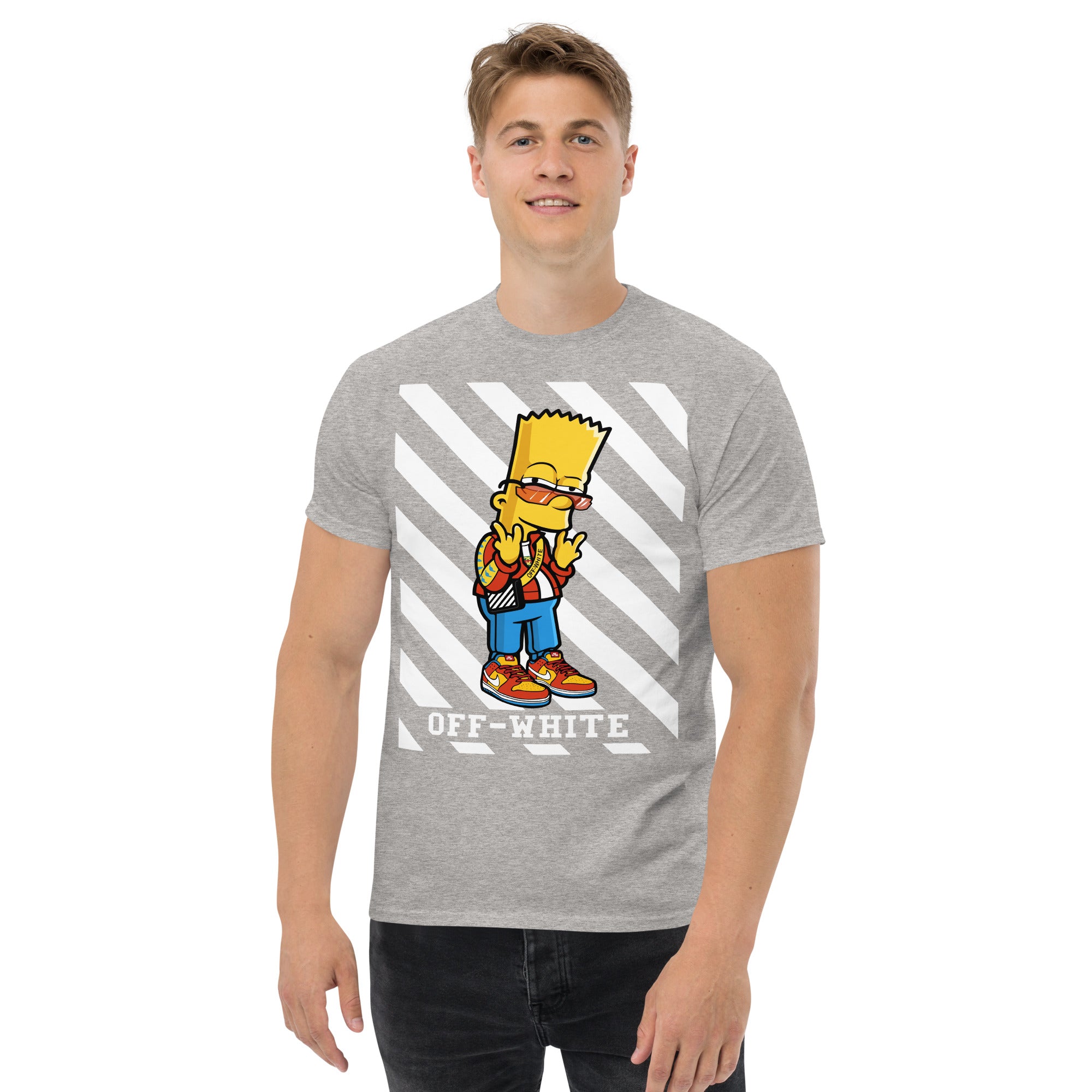 Foto di - T-shirt Stampata Unisex – 100% Cotone – Stile Streetwear e Confortevole – Bart Off-Whte-DTG-Biiply