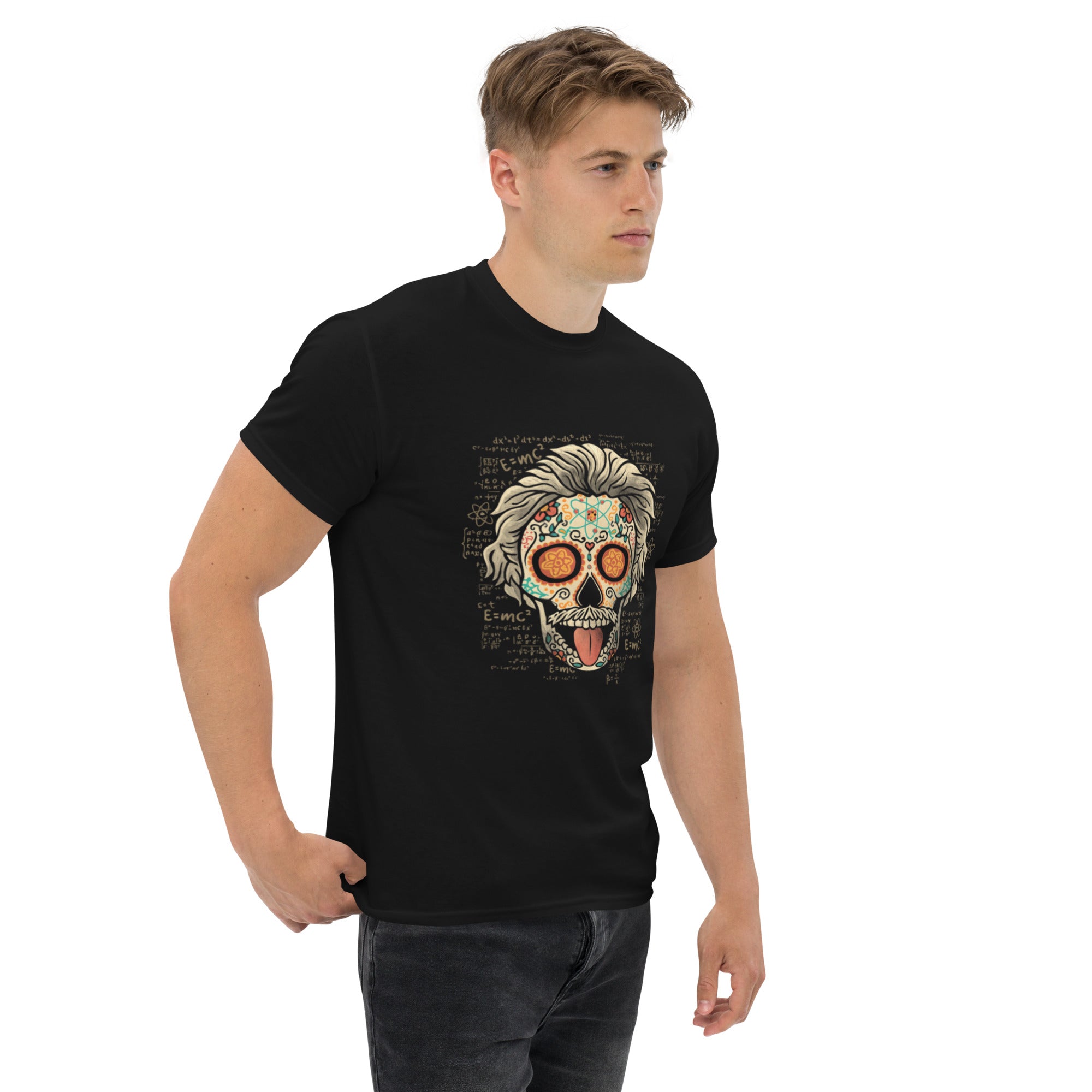 Foto di - T-shirt Stampata Unisex – 100% Cotone – Stile Streetwear e Confortevole – Calavera Einstein-DTG-Biiply