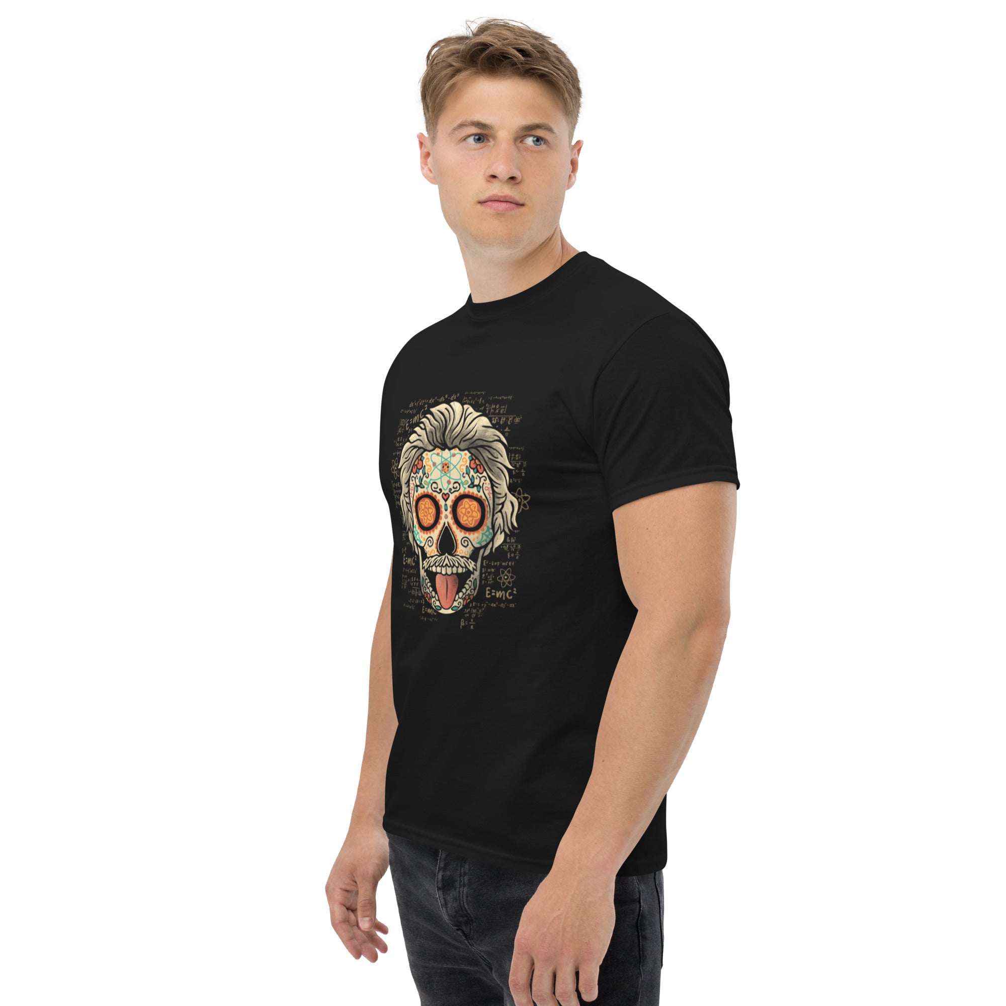 Foto di - T-shirt Stampata Unisex – 100% Cotone – Stile Streetwear e Confortevole – Calavera Einstein-DTG-Biiply