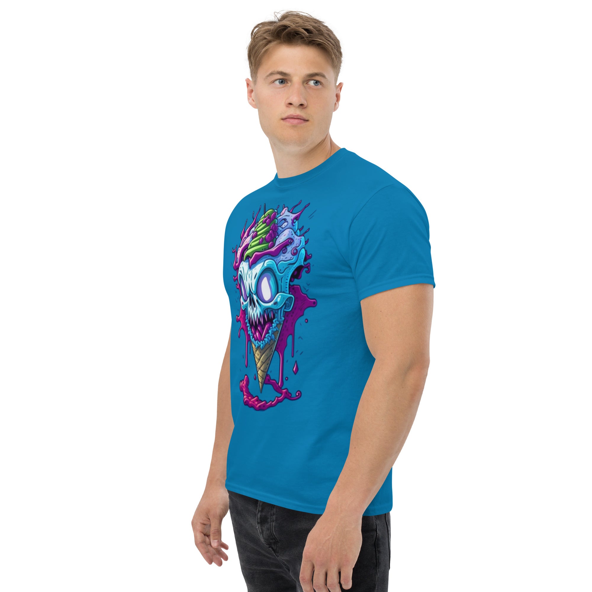 Foto di - T-shirt Stampata Unisex – 100% Cotone – Stile Streetwear e Confortevole – Cono Monster Faccia Inquietante-DTG-Biiply