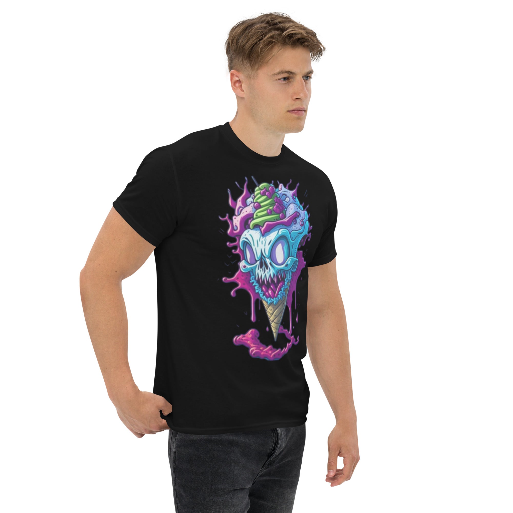 Foto di - T-shirt Stampata Unisex – 100% Cotone – Stile Streetwear e Confortevole – Cono Monster Faccia Inquietante-DTG-Biiply