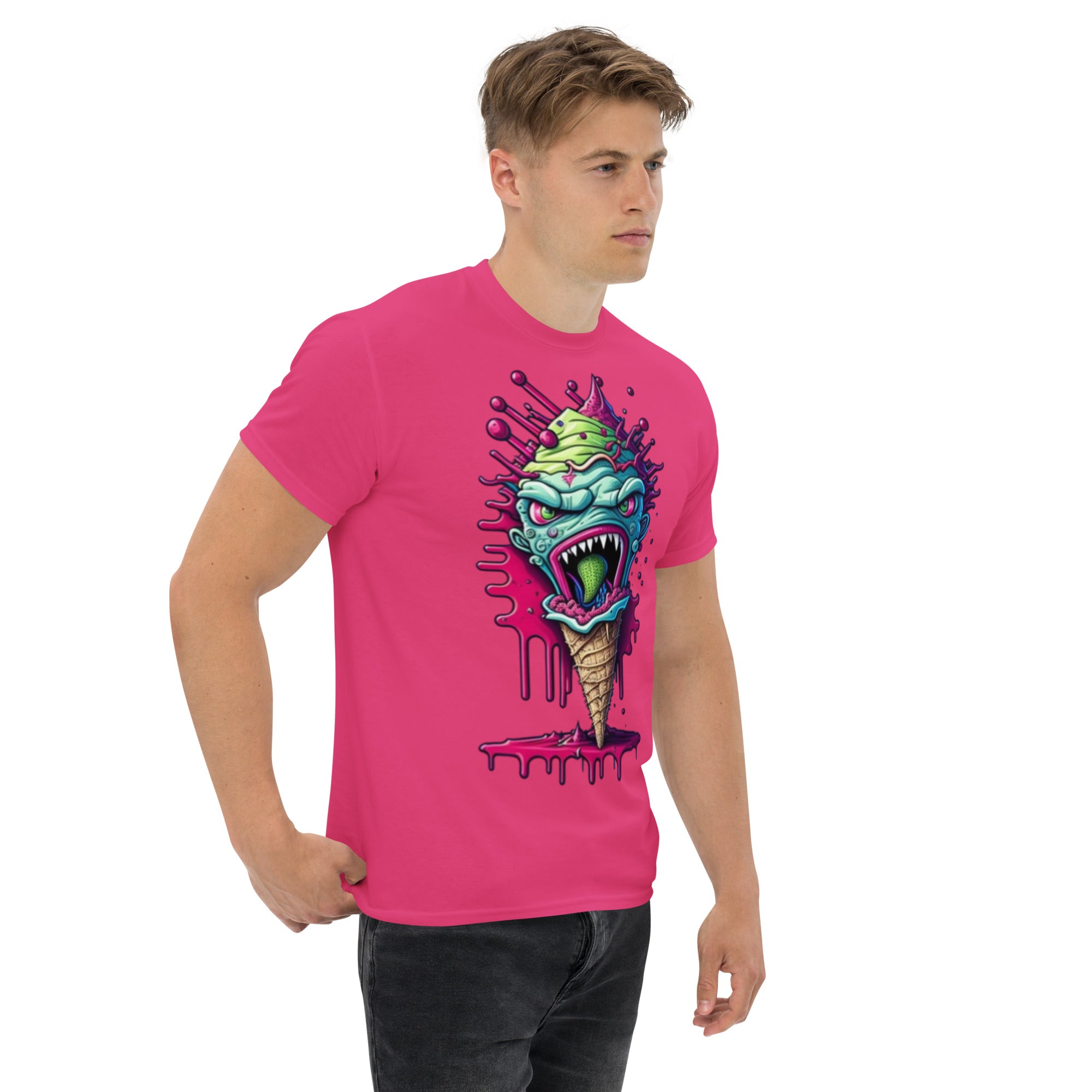 Foto di - T-shirt Stampata Unisex – 100% Cotone – Stile Streetwear e Confortevole – Cono monster Con lingua Verde-DTG-Biiply