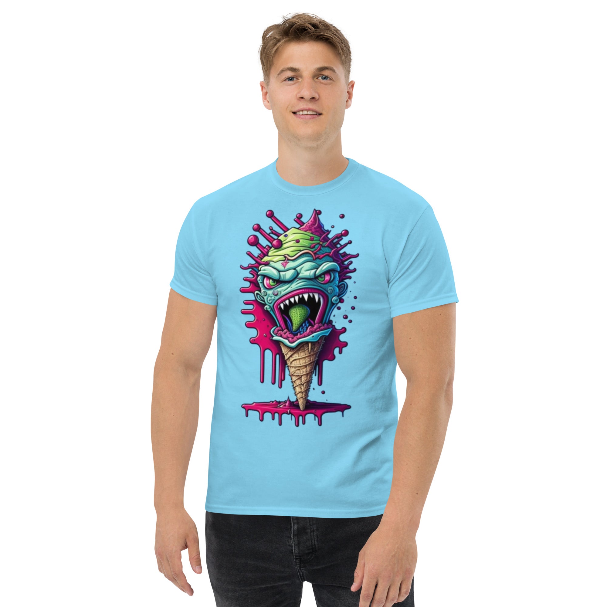 Foto di - T-shirt Stampata Unisex – 100% Cotone – Stile Streetwear e Confortevole – Cono monster Con lingua Verde-DTG-Biiply